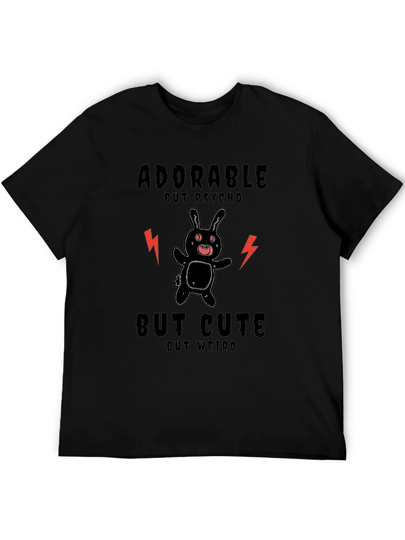 Black Adorable But Psycho Novelty T-Shirt view 5