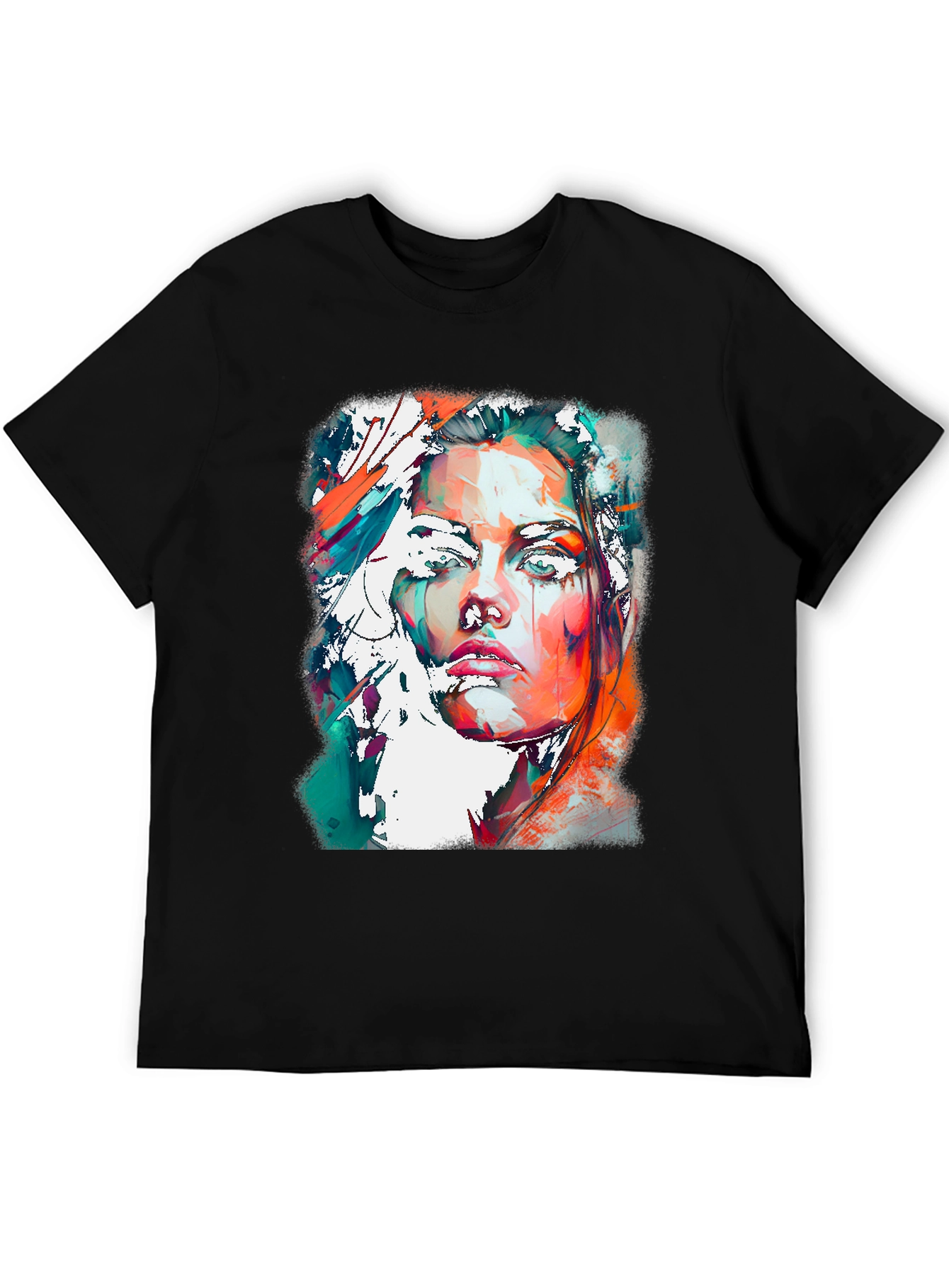 Black Abstract Woman Portrait Graphic Tee view 5