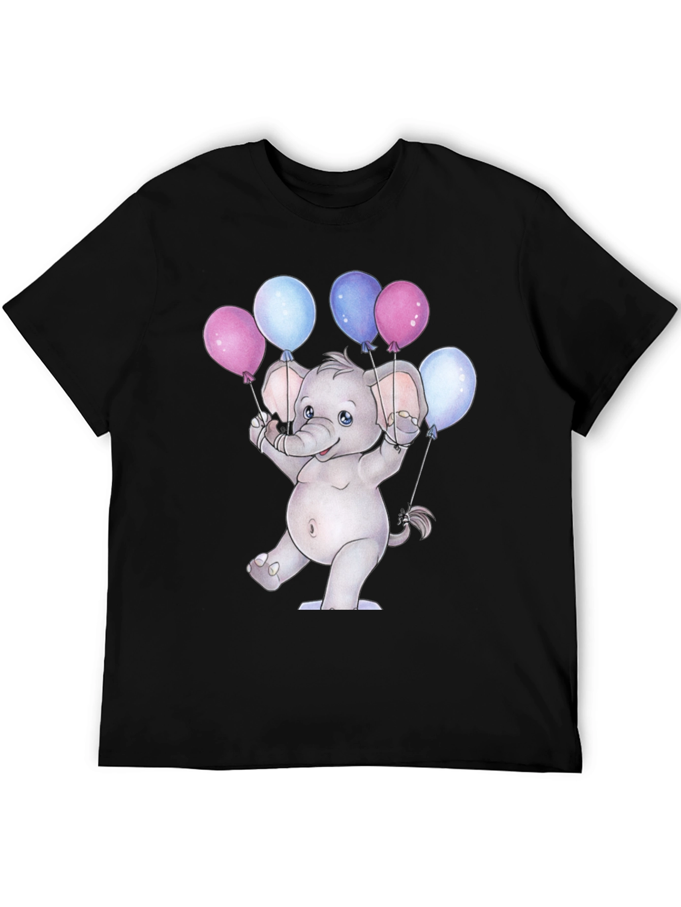 Black Elephant Balloons Graphic T-Shirt view 5