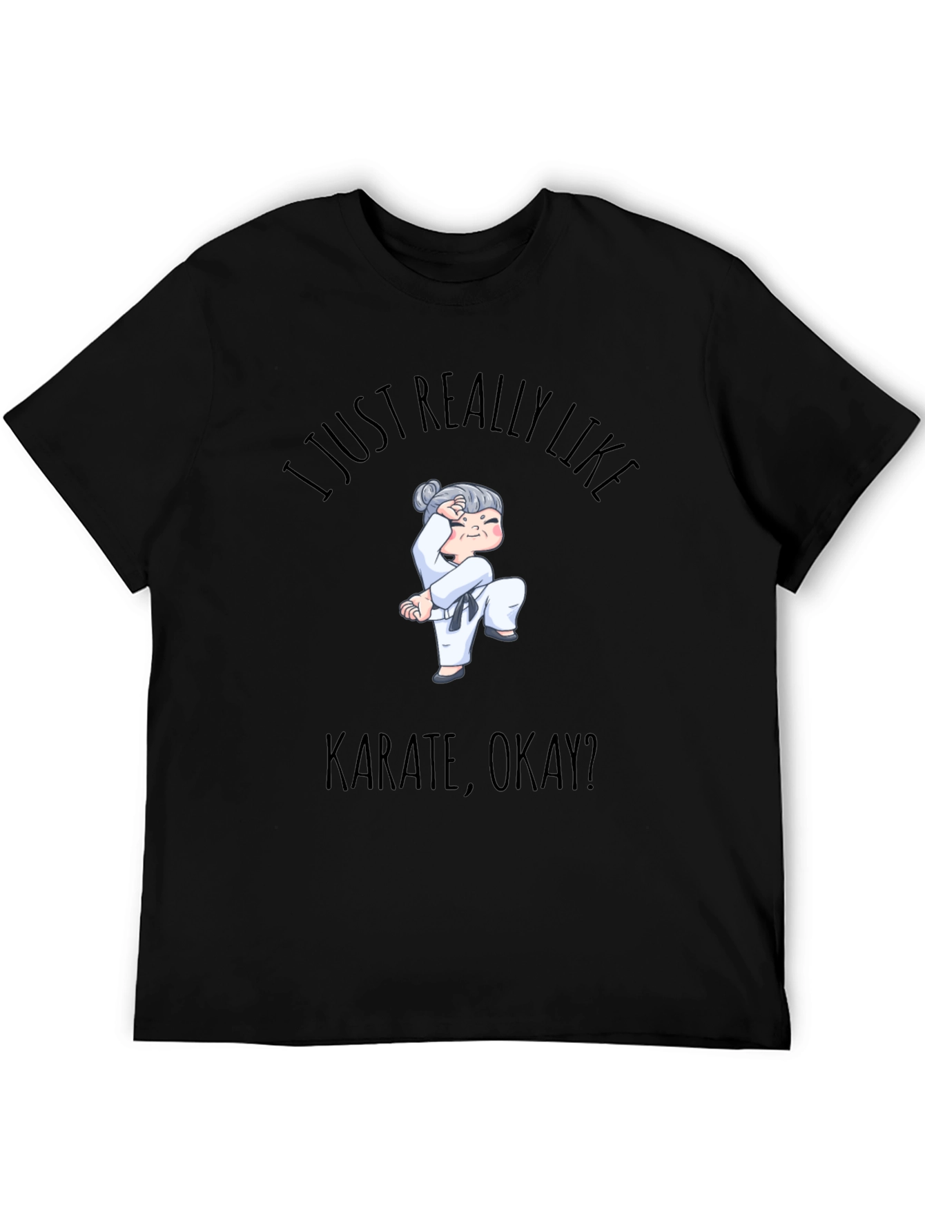 Black Karate Grandma Black T-Shirt view 5
