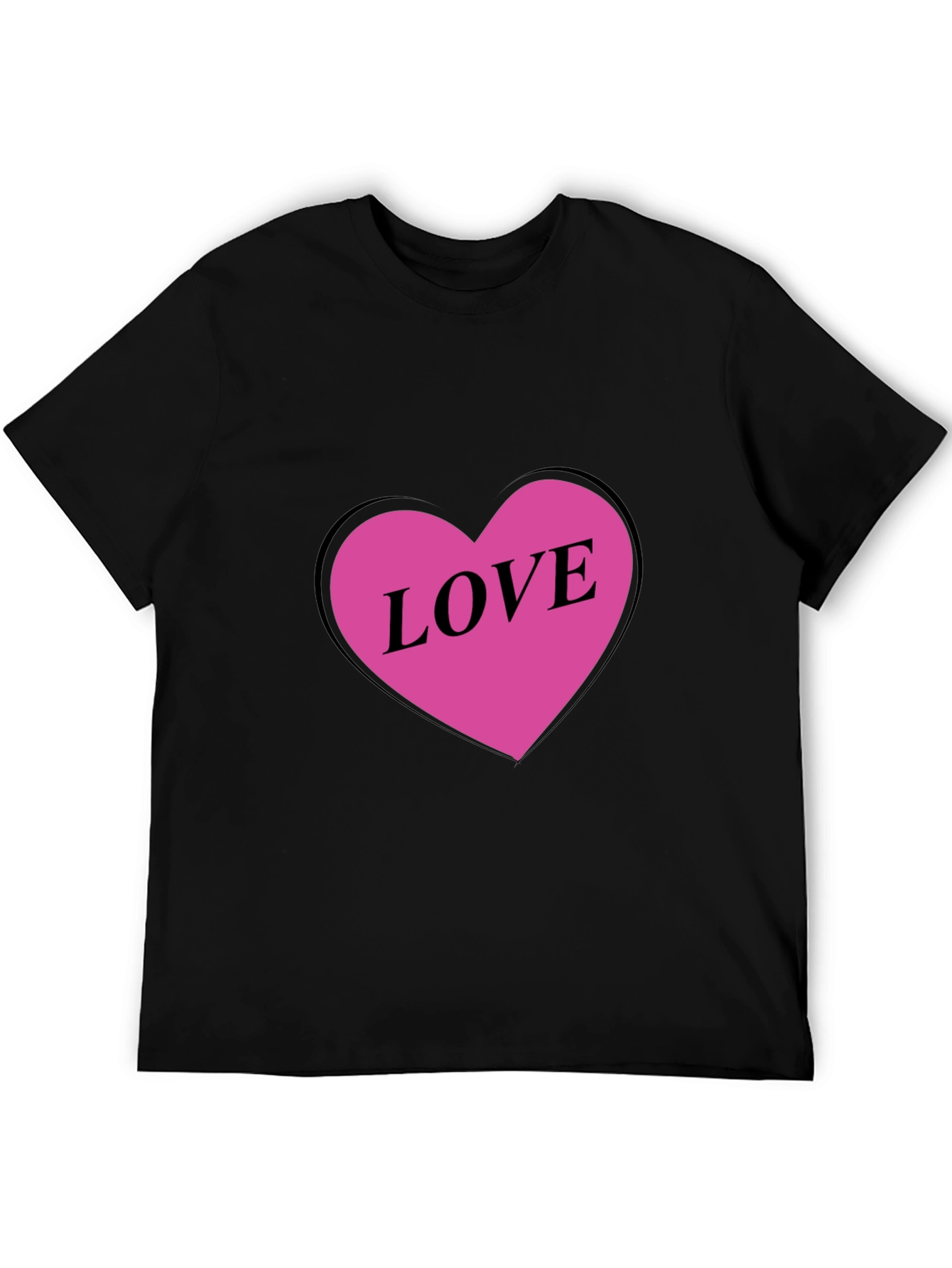 Black Love Heart Graphic Black T-Shirt view 5