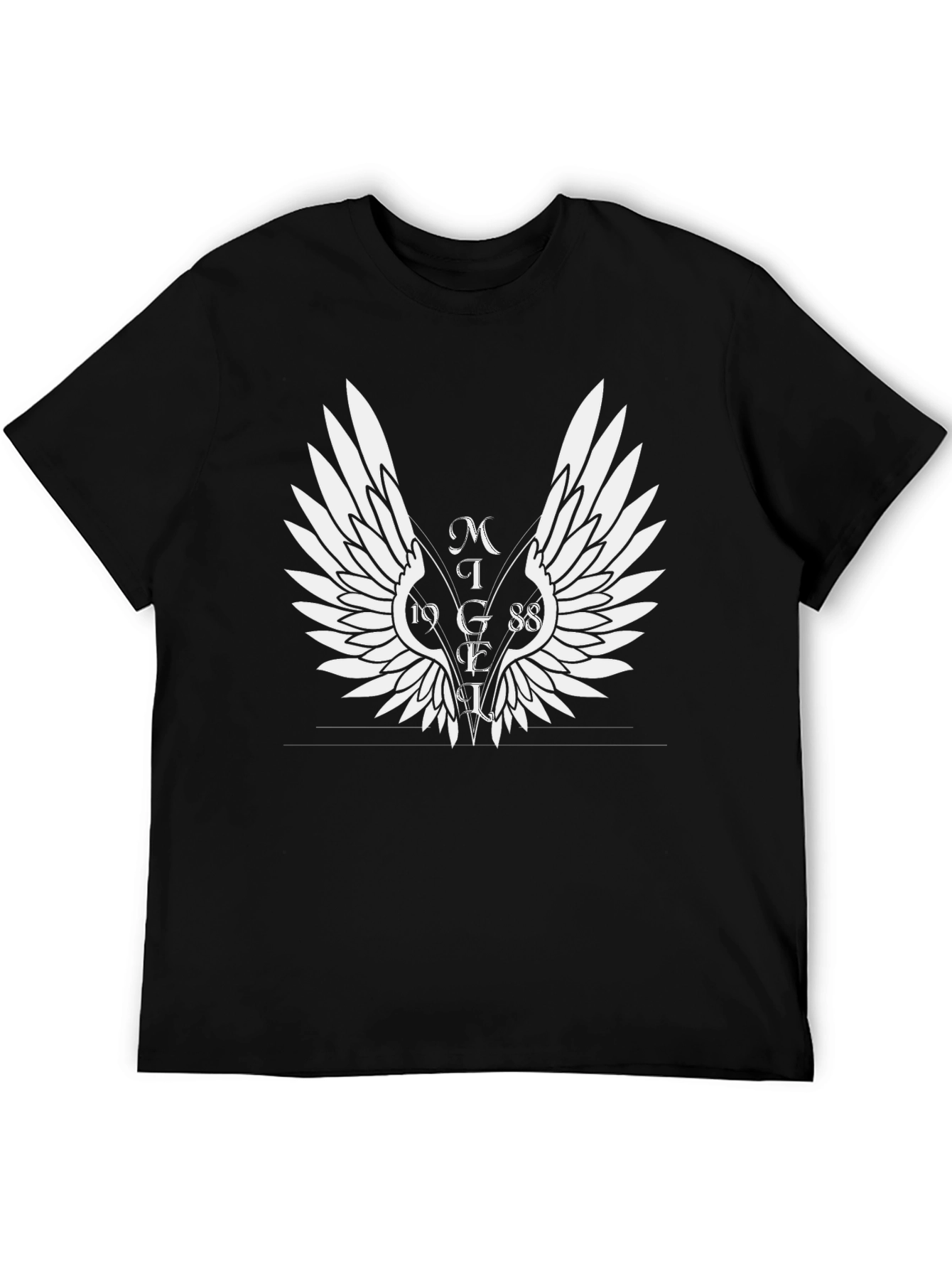 Black Winged Graphic T-Shirt - Black Cotton Tee view 5