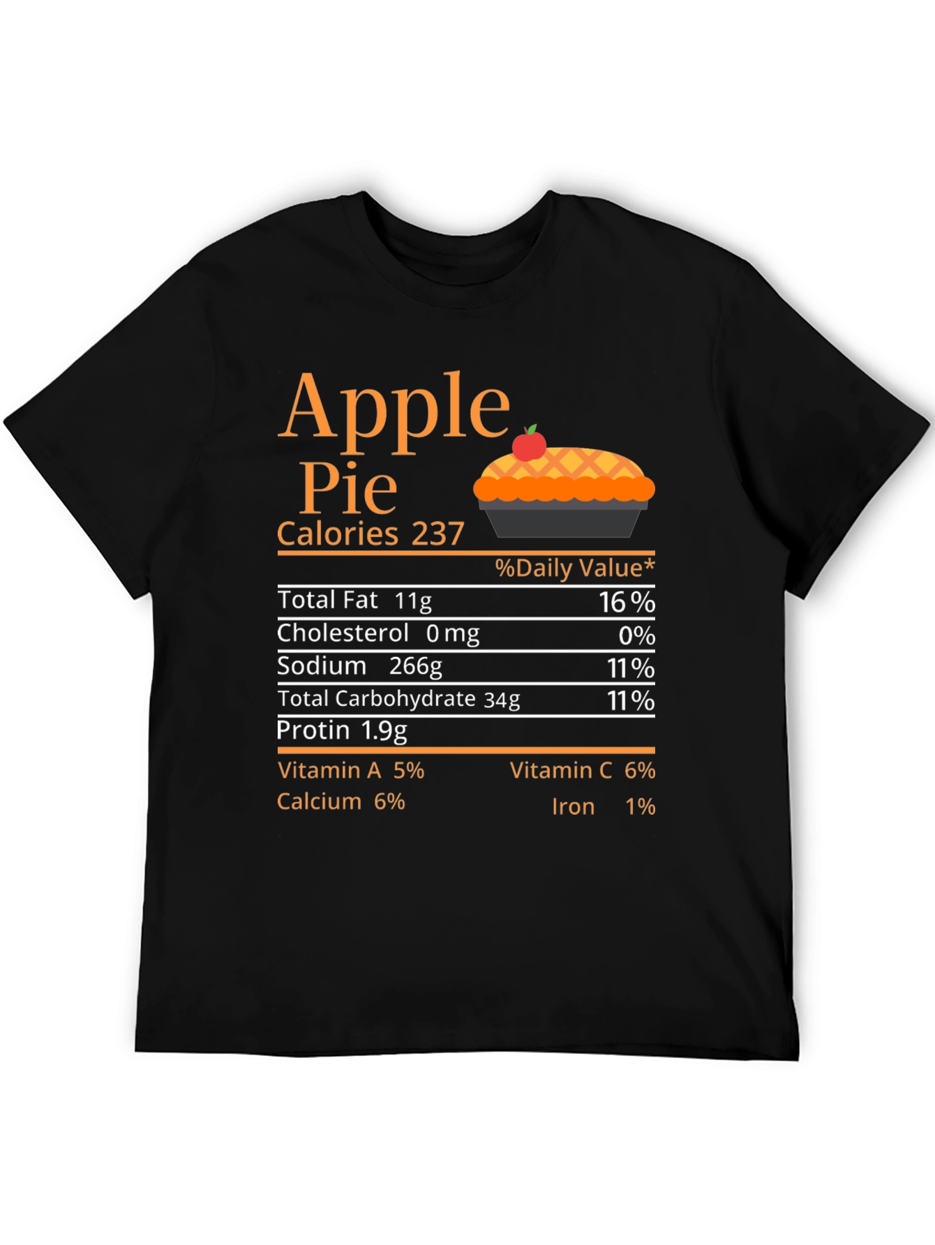Black Apple Pie Nutrition Facts T-Shirt view 5