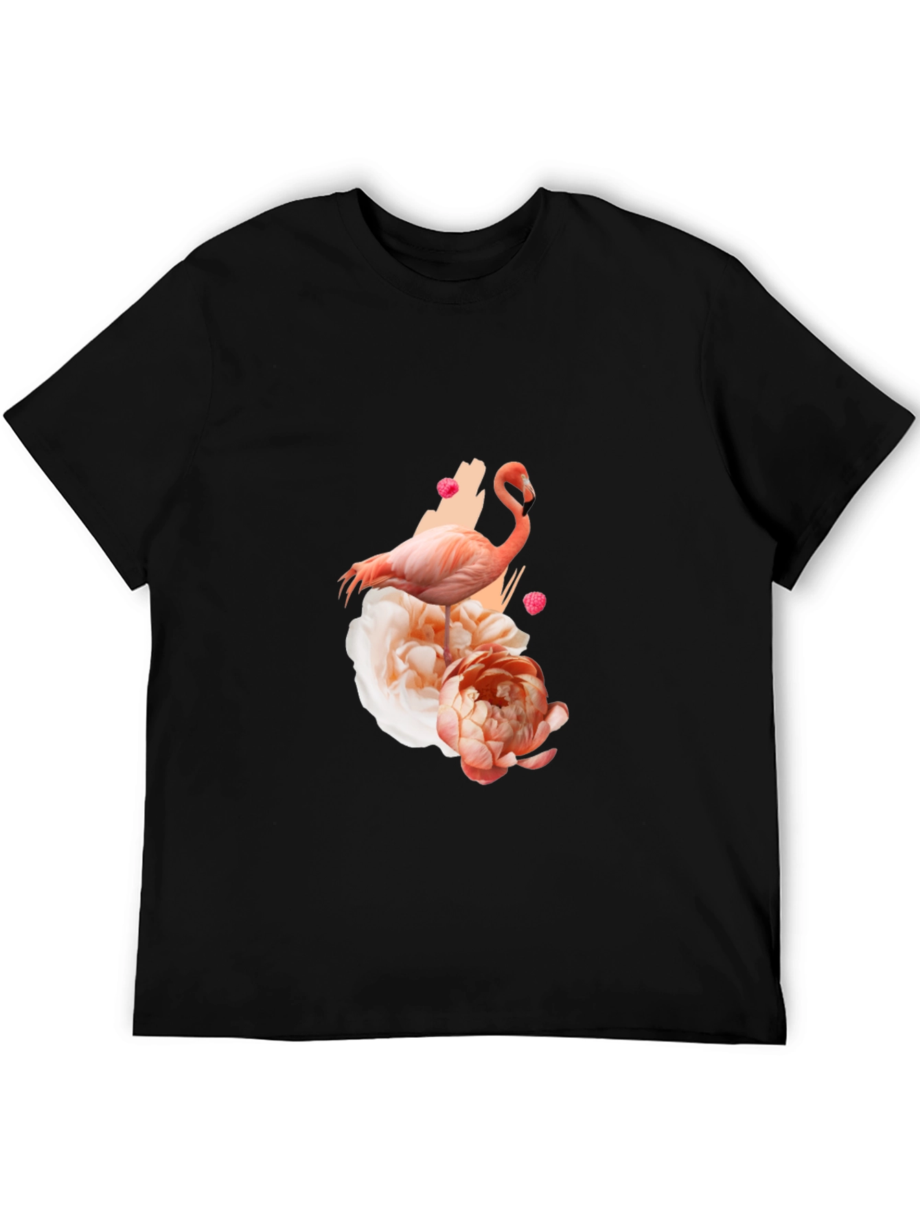 Black Flamingo Floral Graphic Tee - Black Cotton Blend Shirt view 5