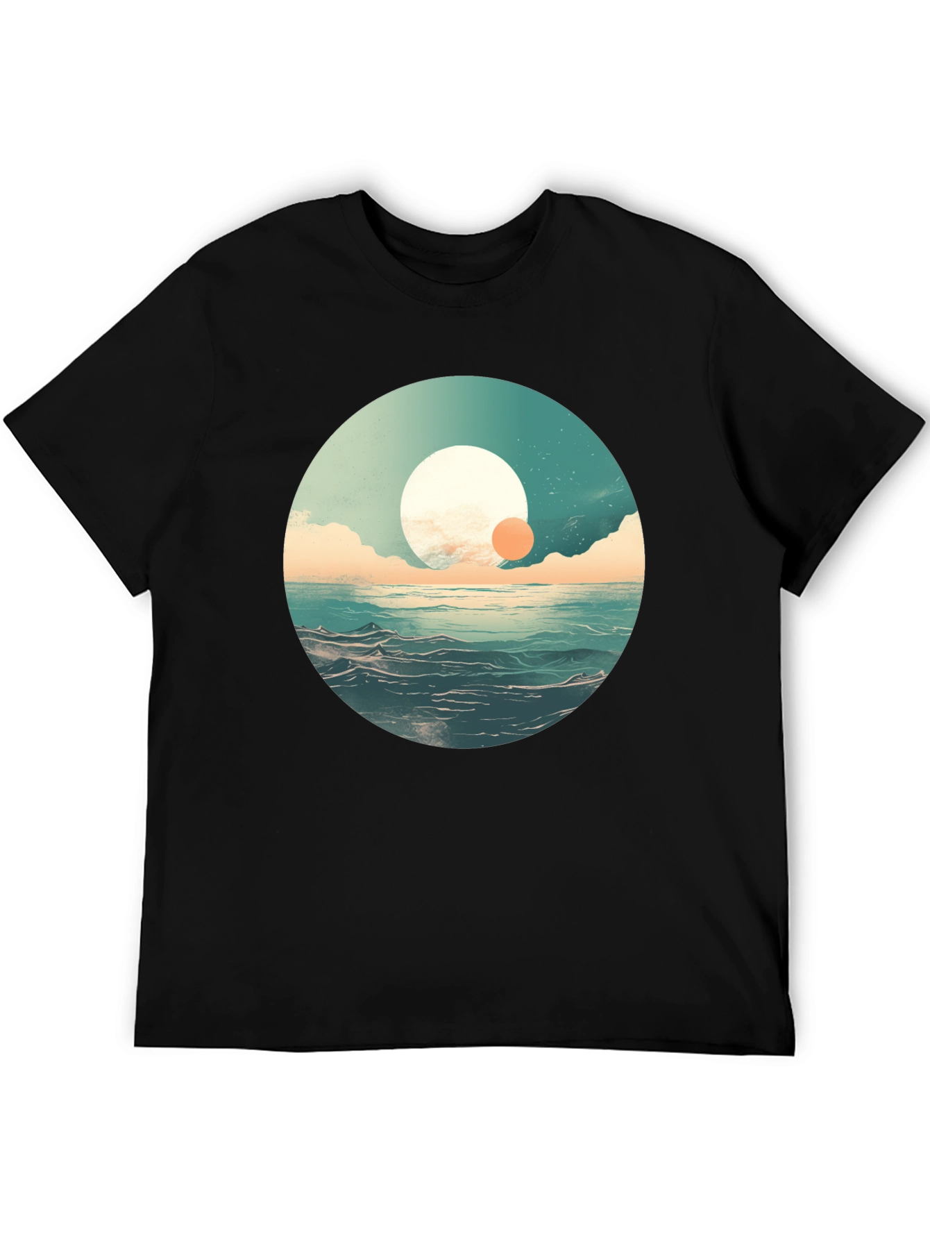 Black Ocean Sunrise Graphic Tee - Black Crew Neck view 5