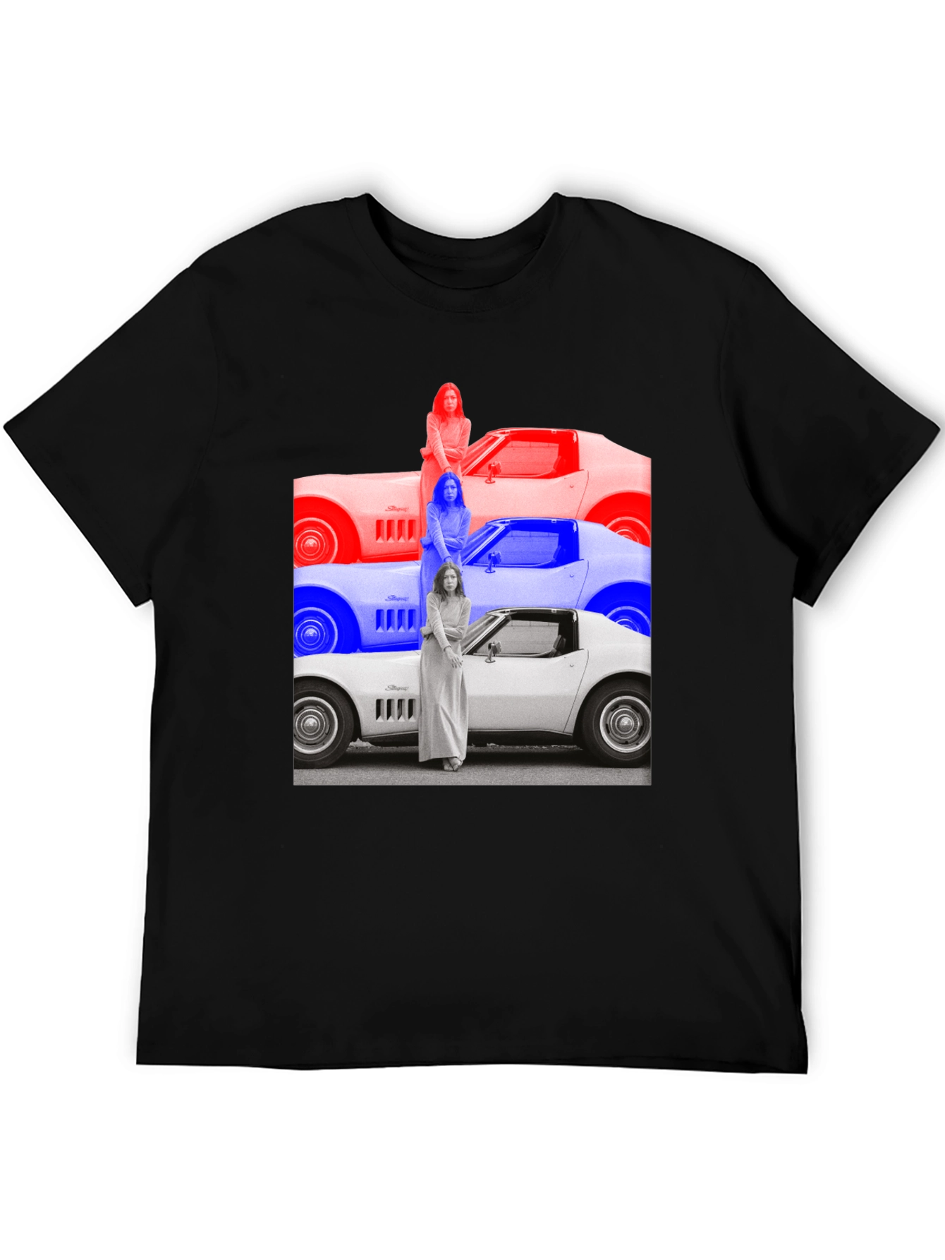 Black Vintage Vette T-Shirt - Retro Car Graphic Tee view 5