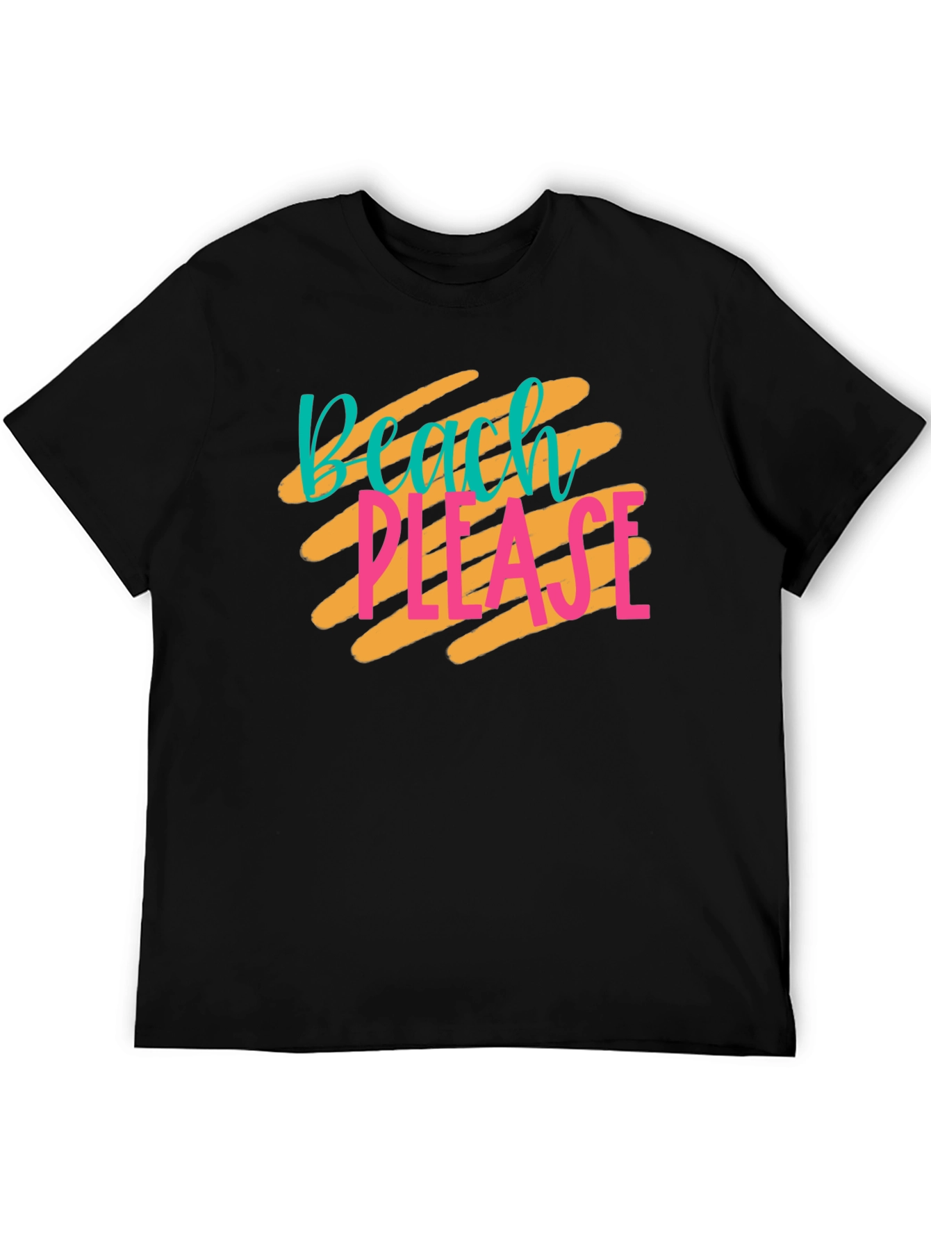 Black Beach Please Graphic T-Shirt - Black Casual Tee view 5