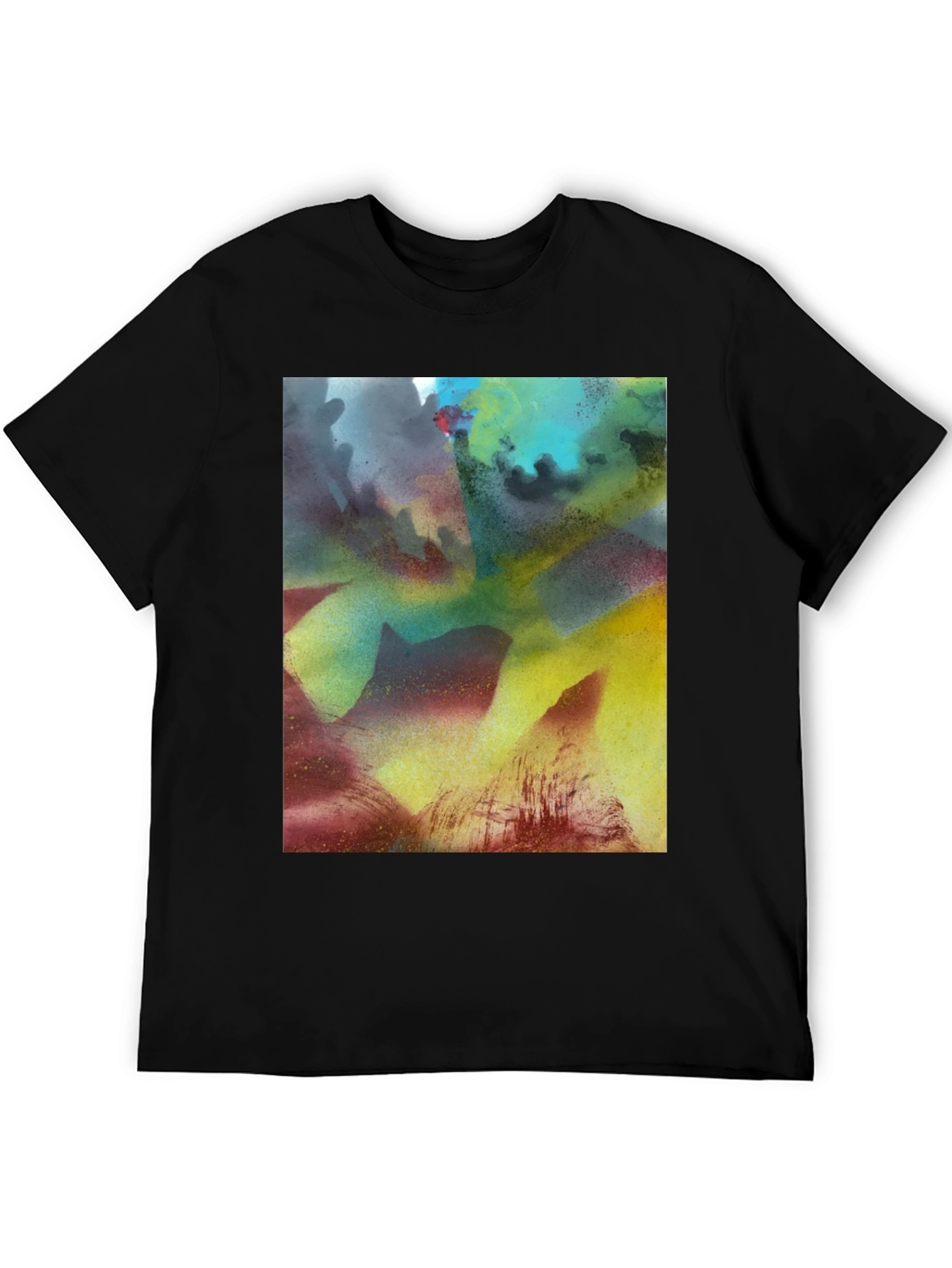 Black Abstract Art Print Black Crew Neck Tee view 5