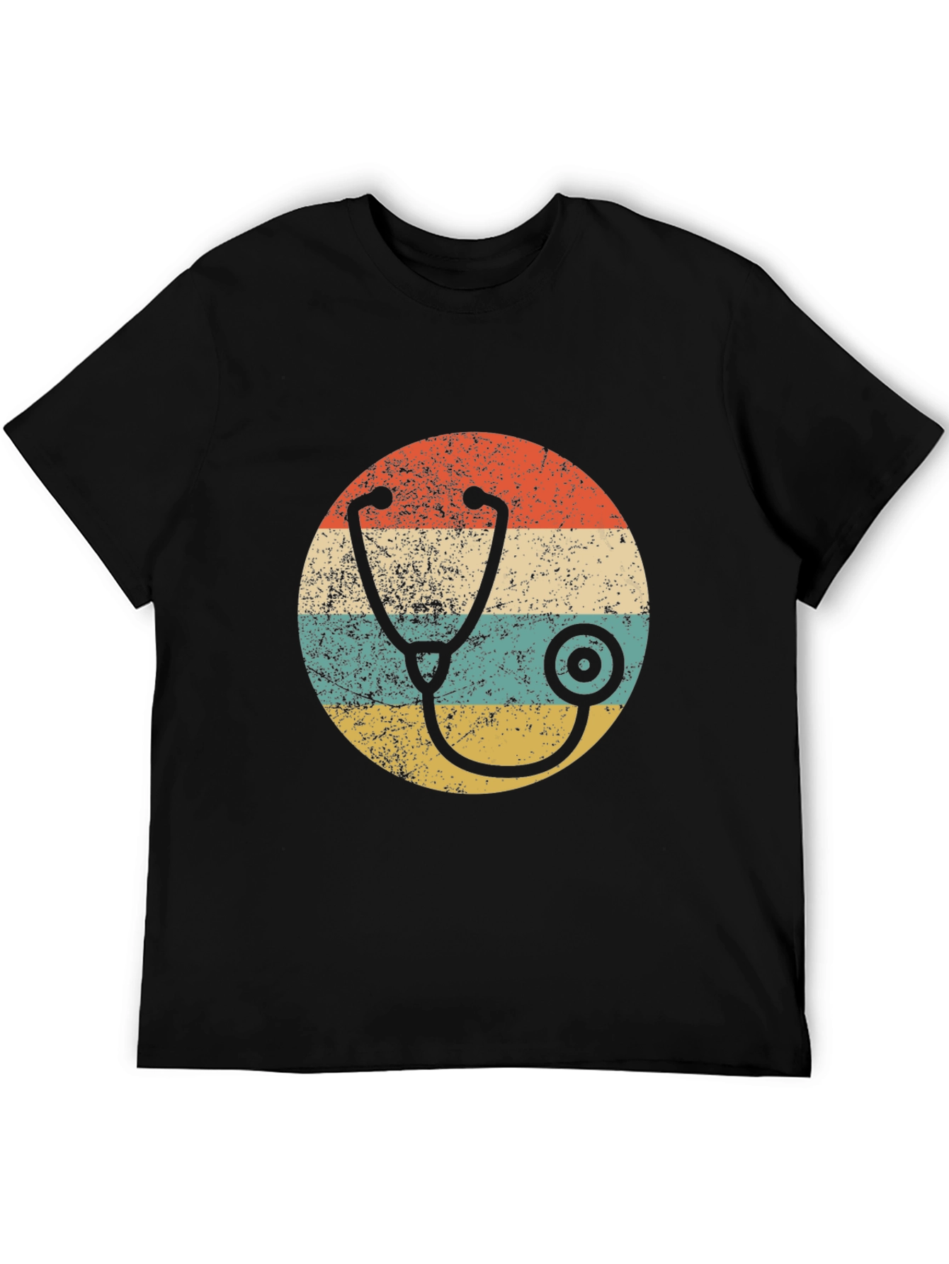Black Retro Stethoscope Graphic Tee view 5
