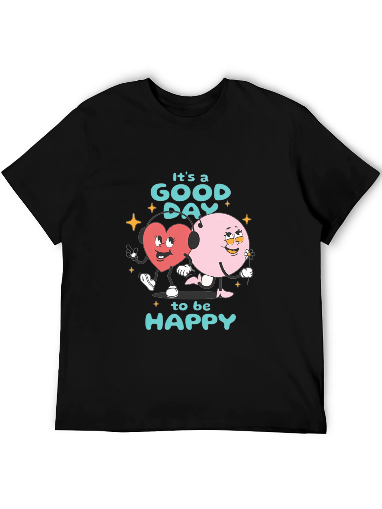 Black Good Day to be Happy Graphic T-Shirt view 5