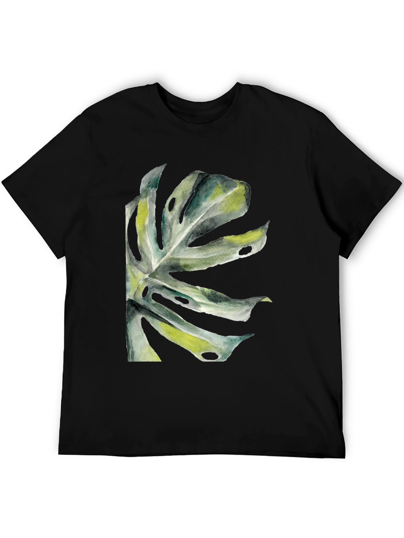 Black Tropical Leaf Graphic T-Shirt - Black view 5