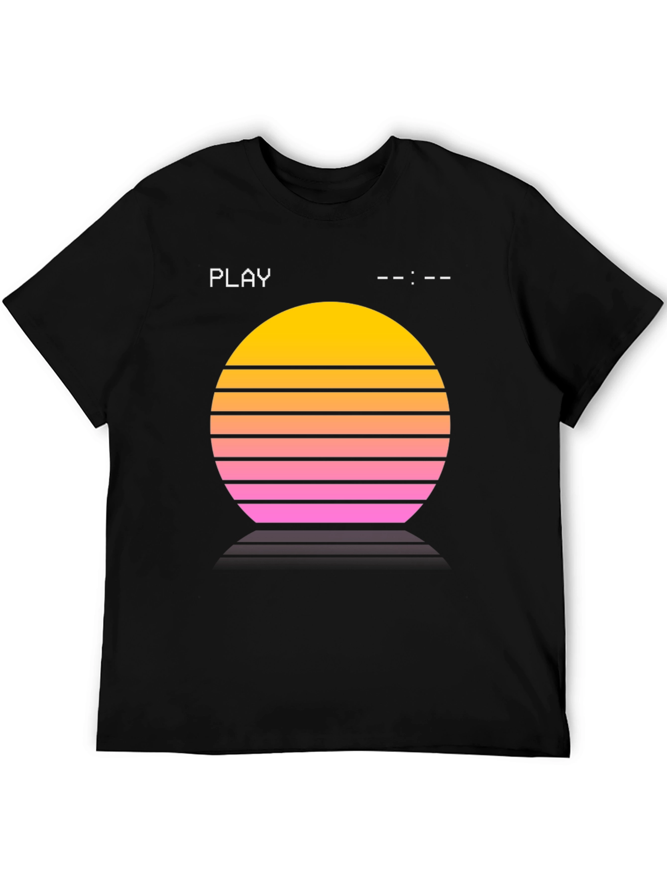 Black Retro Sunset Tee - Synthwave Style view 5
