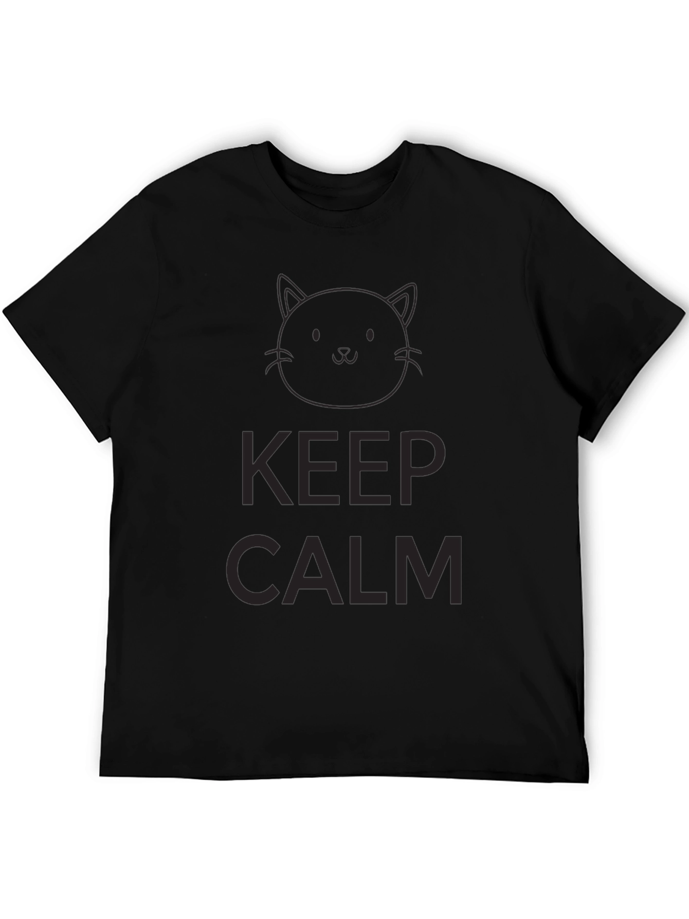 Black Keep Calm Cat Graphic T-Shirt - Black view 5