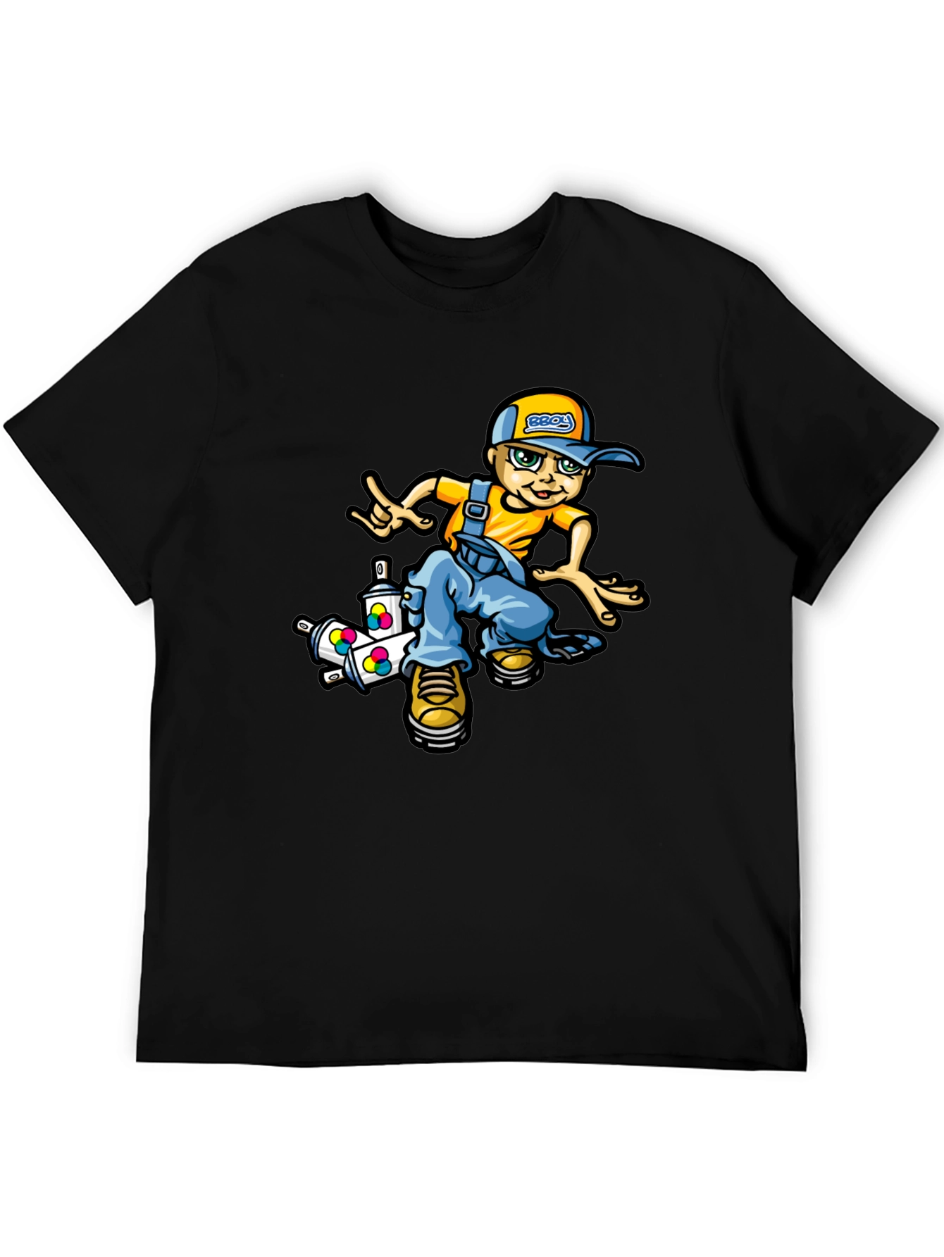 Black Cool Cartoon Boy T-Shirt view 5