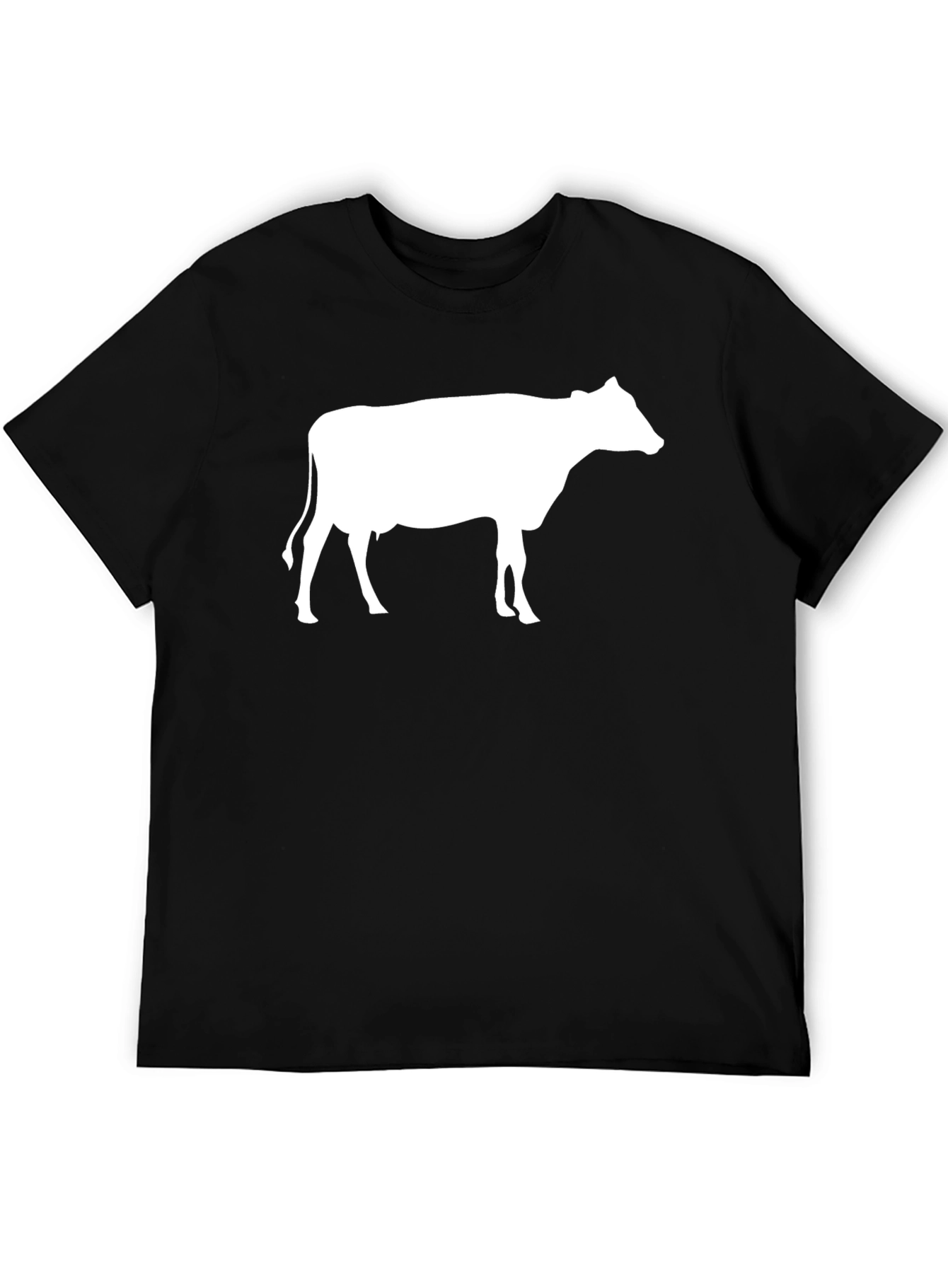 Black Cow Graphic Black T-Shirt - Soft Cotton Crew Neck view 5
