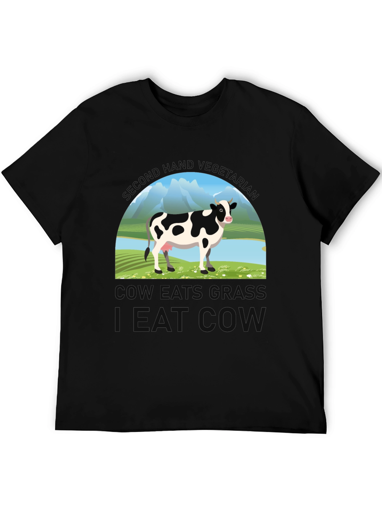 Black Eat Cow Graphic T-Shirt view 5