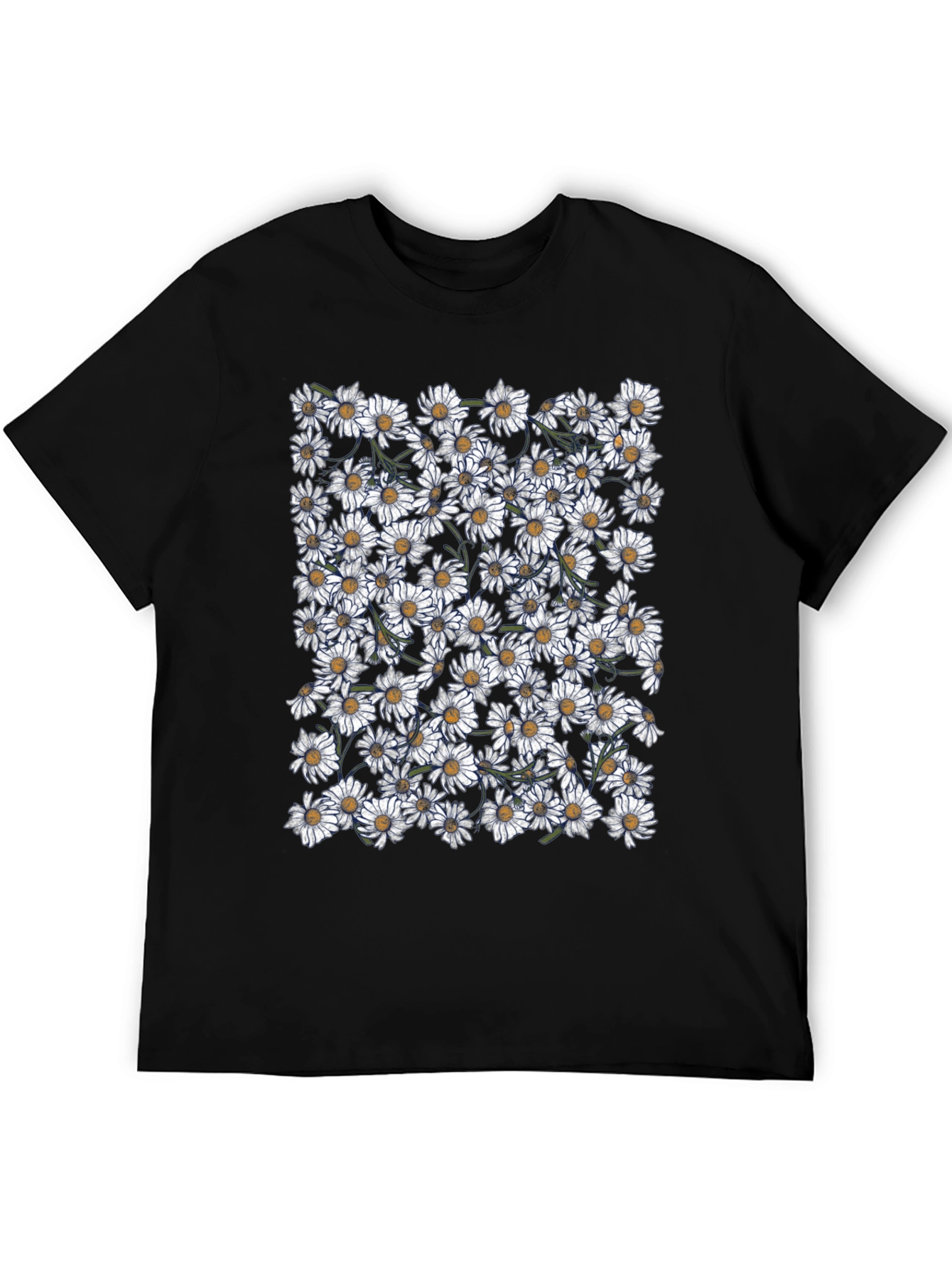 Black Daisy Flower Print T-Shirt view 5