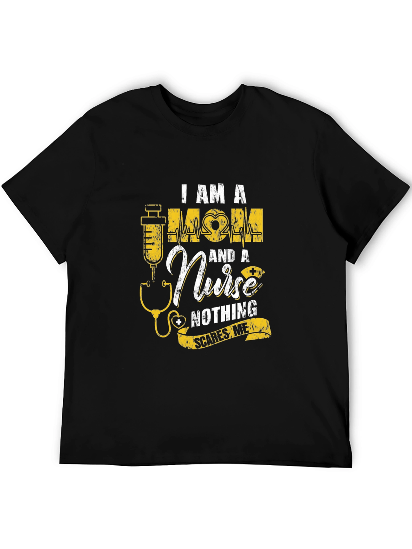 Black I Am a Mom and a Nurse T-Shirt view 5