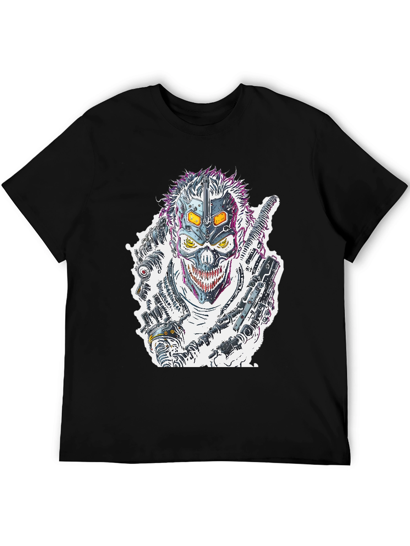 Black Cyberpunk Skull T-Shirt - Futuristic Graphic Tee view 5