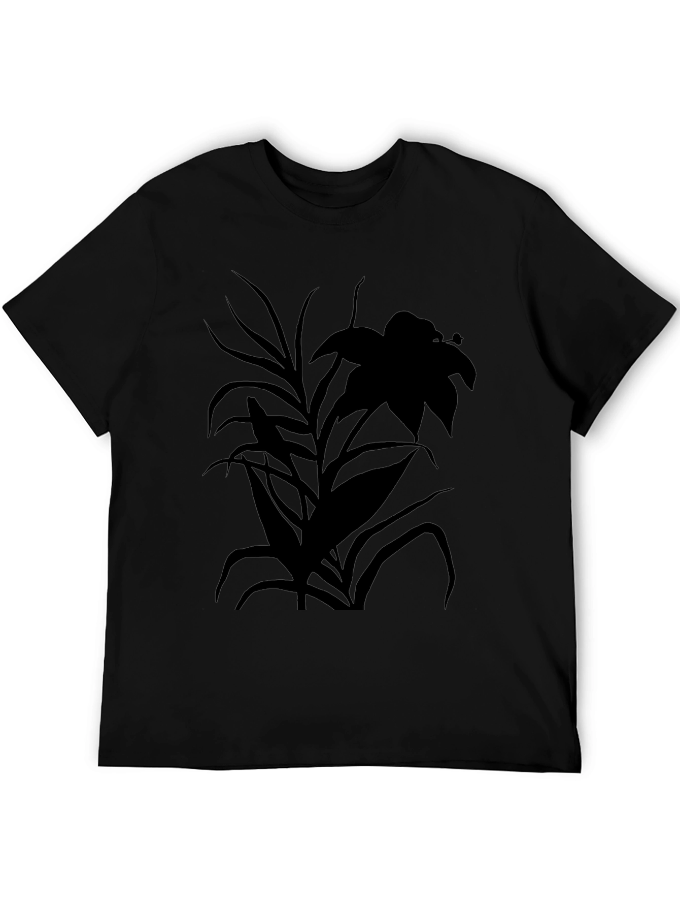 Black Botanical Black Tee - Nature Silhouette T-Shirt view 5