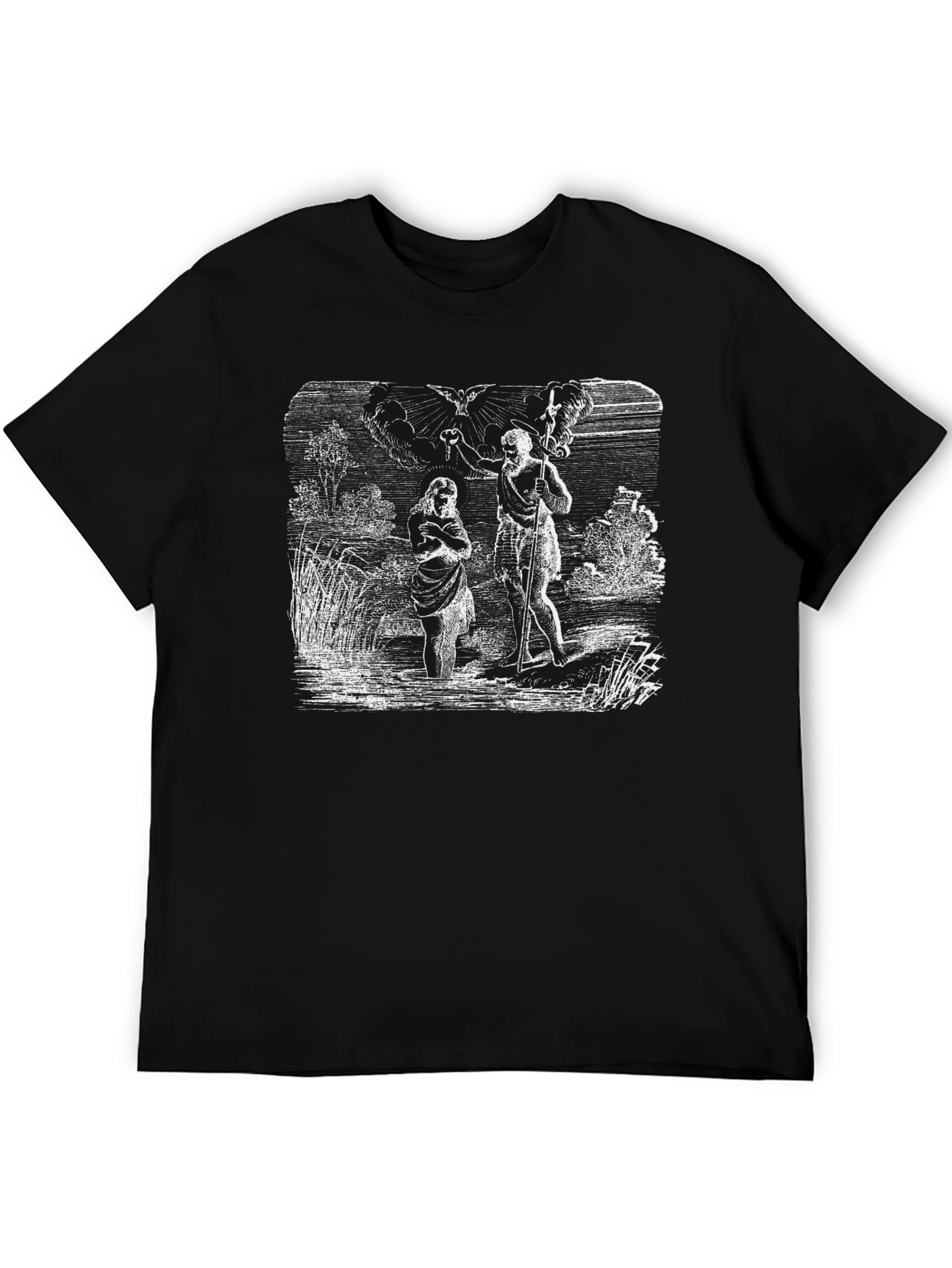 Black Vintage Baptism T-Shirt - Religious Art Tee view 5