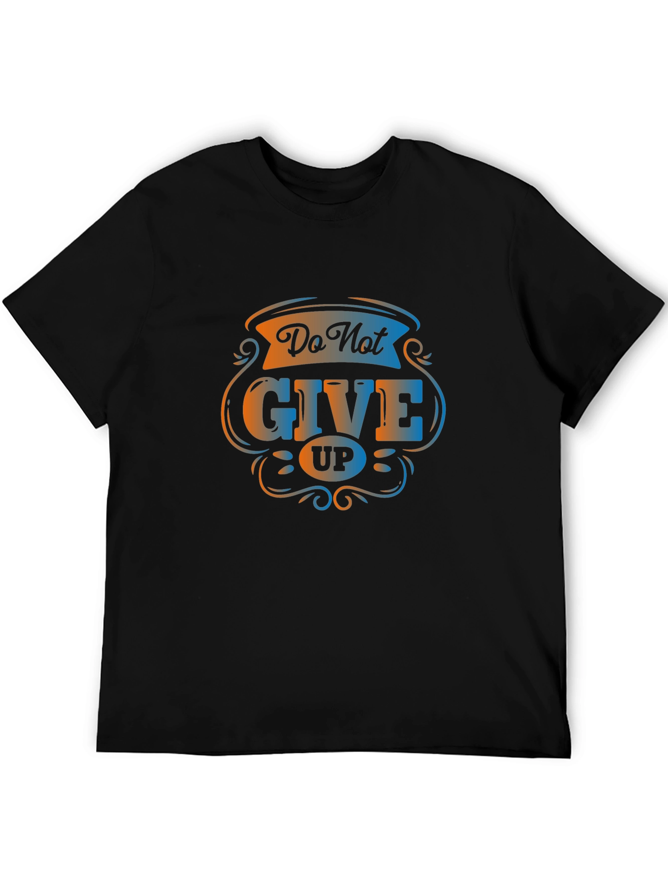 Black Motivational Do Not Give Up T-Shirt - Men's Black Tee view 5