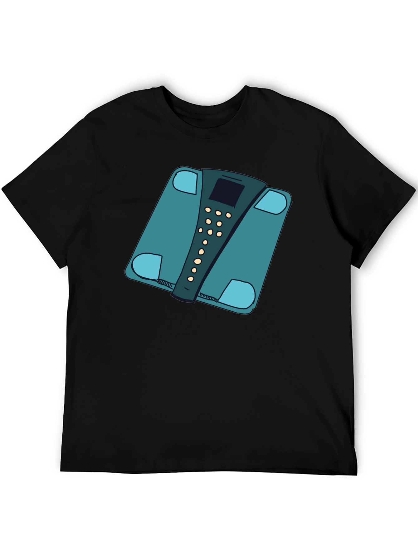 Black Funny Weight Scale Graphic Tee - Black Casual T-Shirt view 5