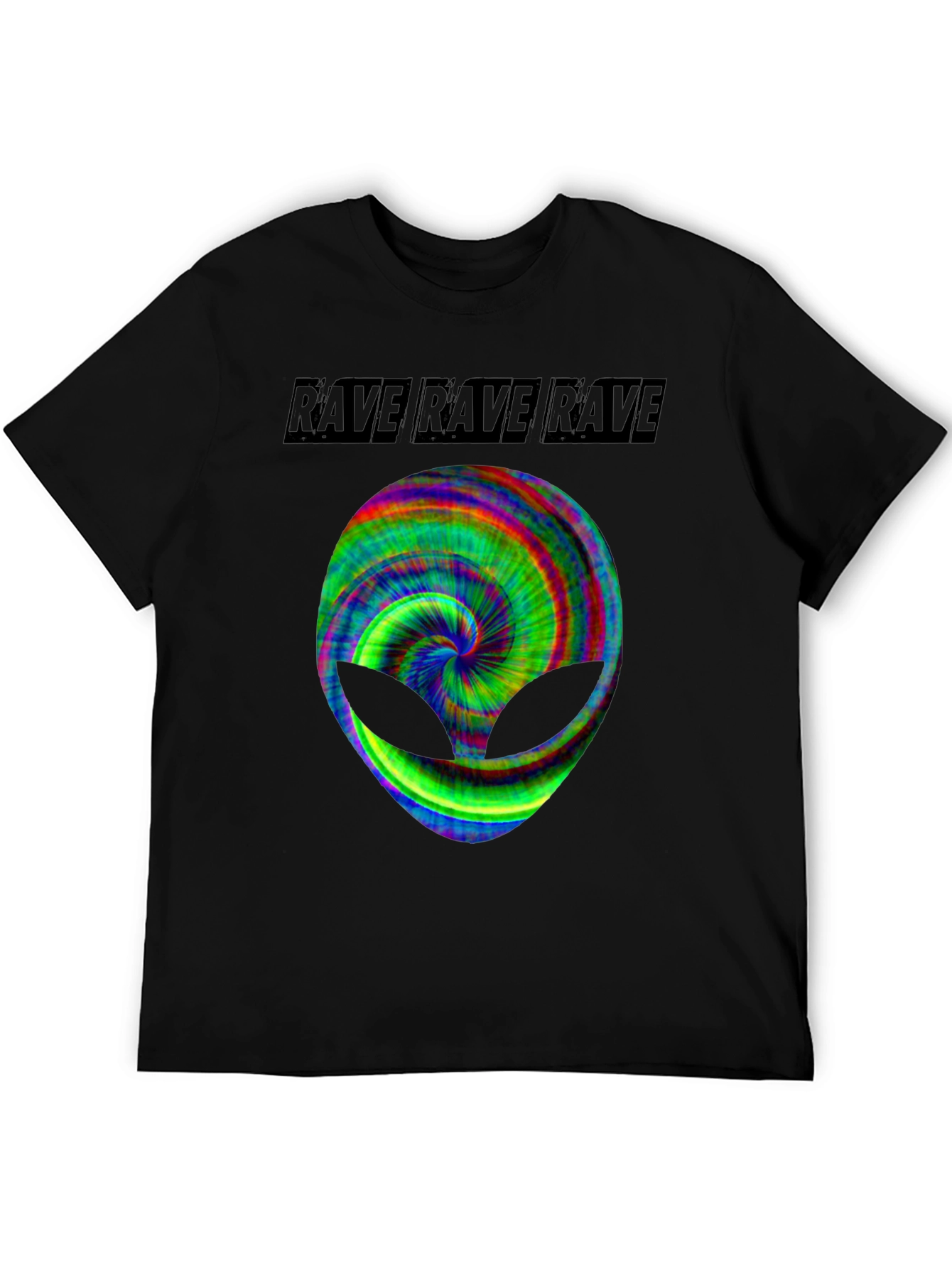 Black Rave Alien Graphic Tee - Black Cotton T-Shirt view 5