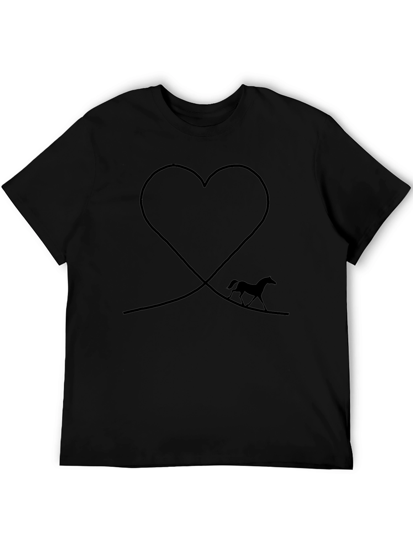 Black Horse & Heart Graphic T-Shirt - Black view 5