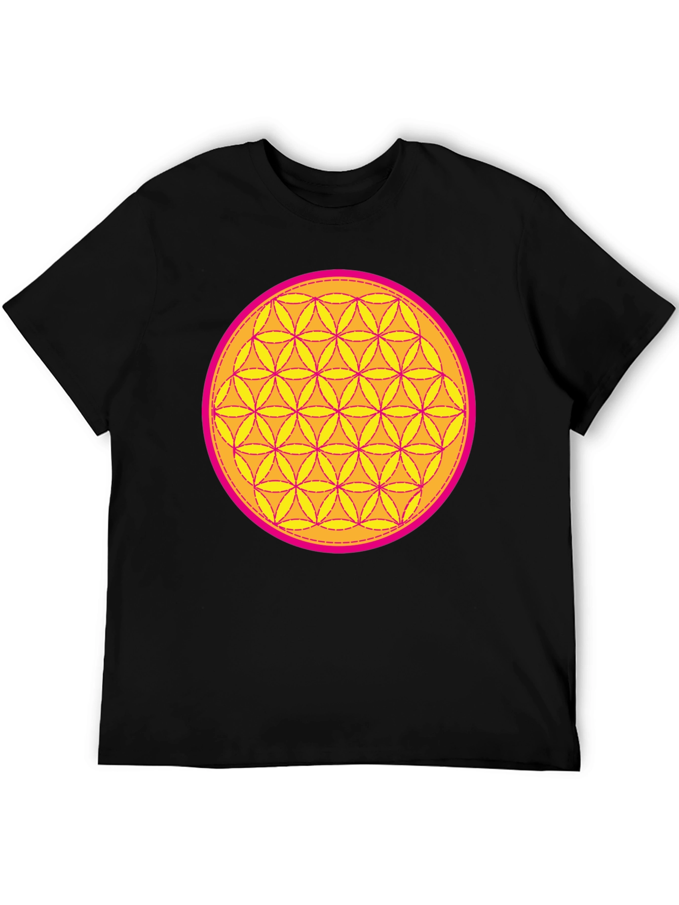 Black Sacred Geometry Flower of Life T-Shirt view 5