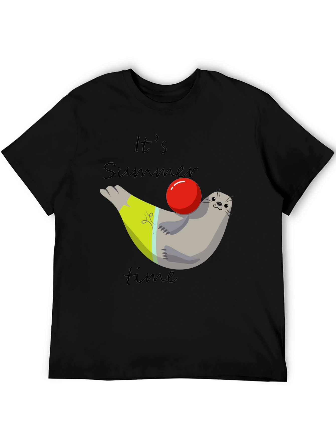 Black Summer Seal T-Shirt - Its Summer Time Tee view 5