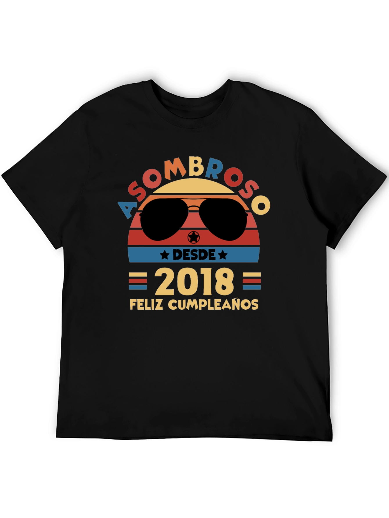 Black Asombroso Desde 2018 Feliz Cumpleaños Graphic Tee view 5