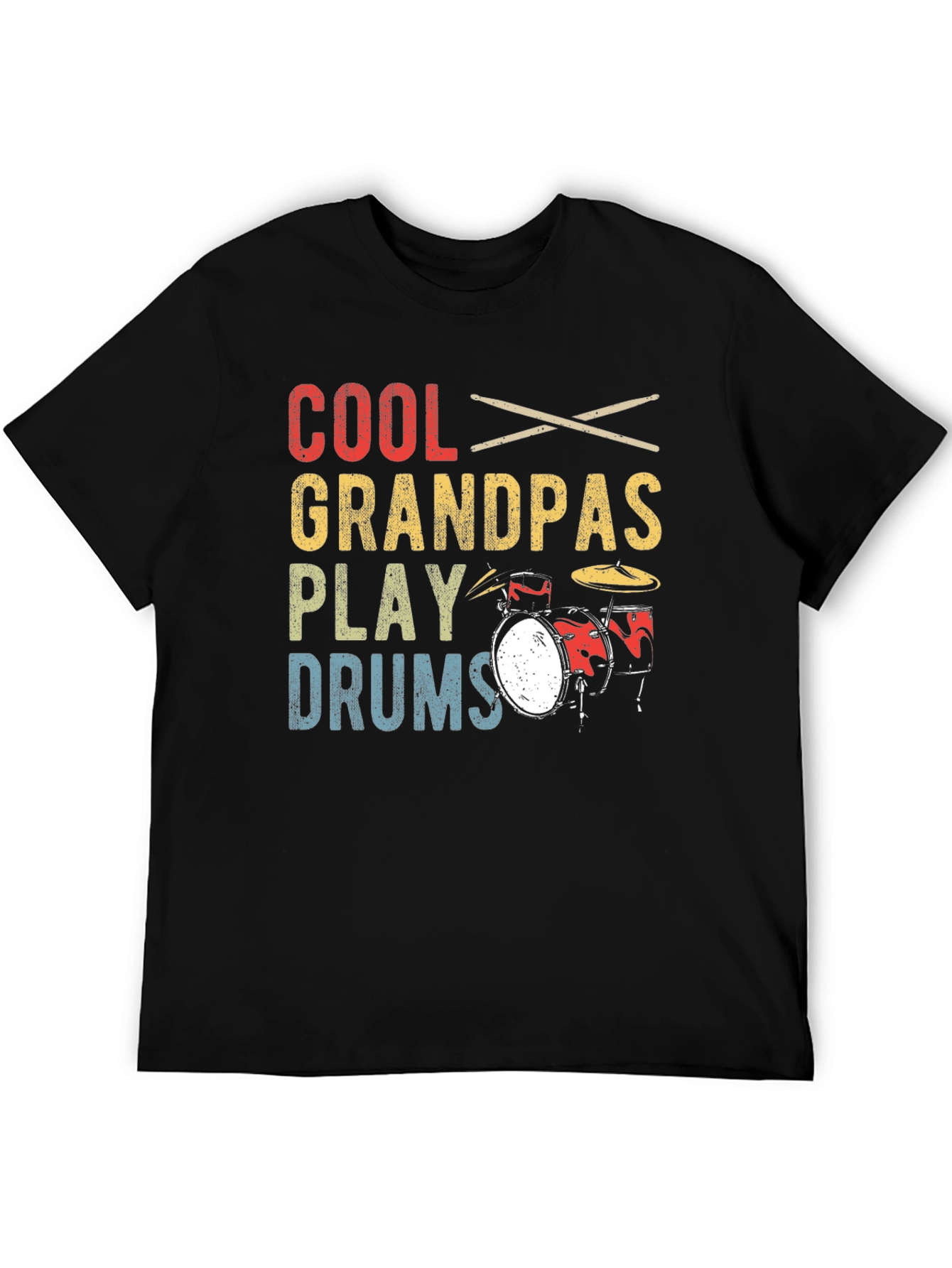 Black Cool Grandpas Play Drums T-Shirt view 5