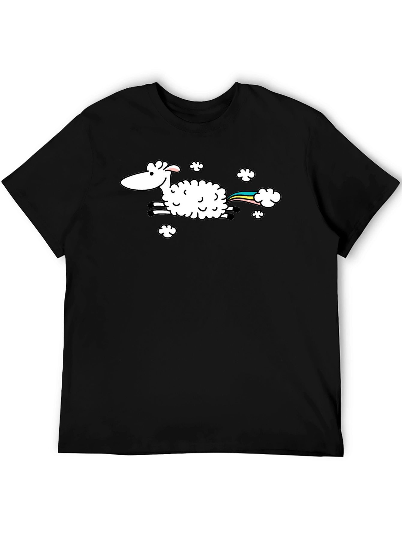 Black Rainbow Sheep T-Shirt - Black Cotton Tee view 5