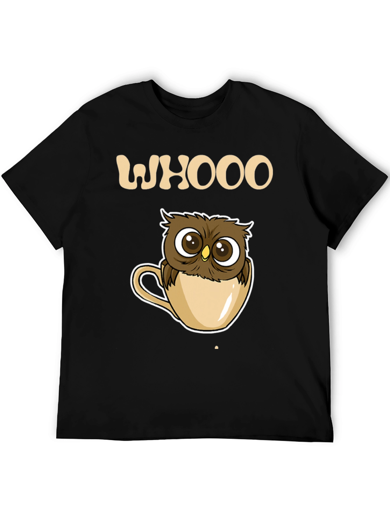 Black Whooo Owl Coffee Cup T-Shirt - Cute & Cozy! view 5