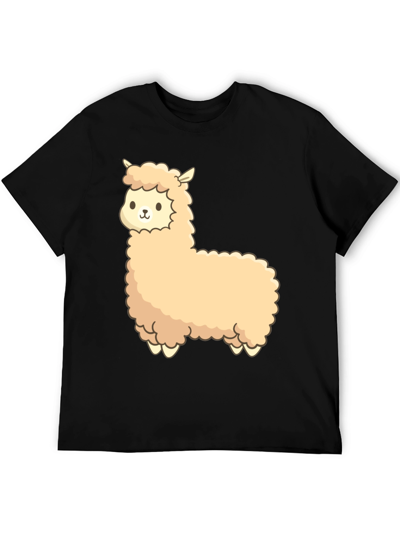 Black Cute Alpaca Graphic Black T-Shirt view 5