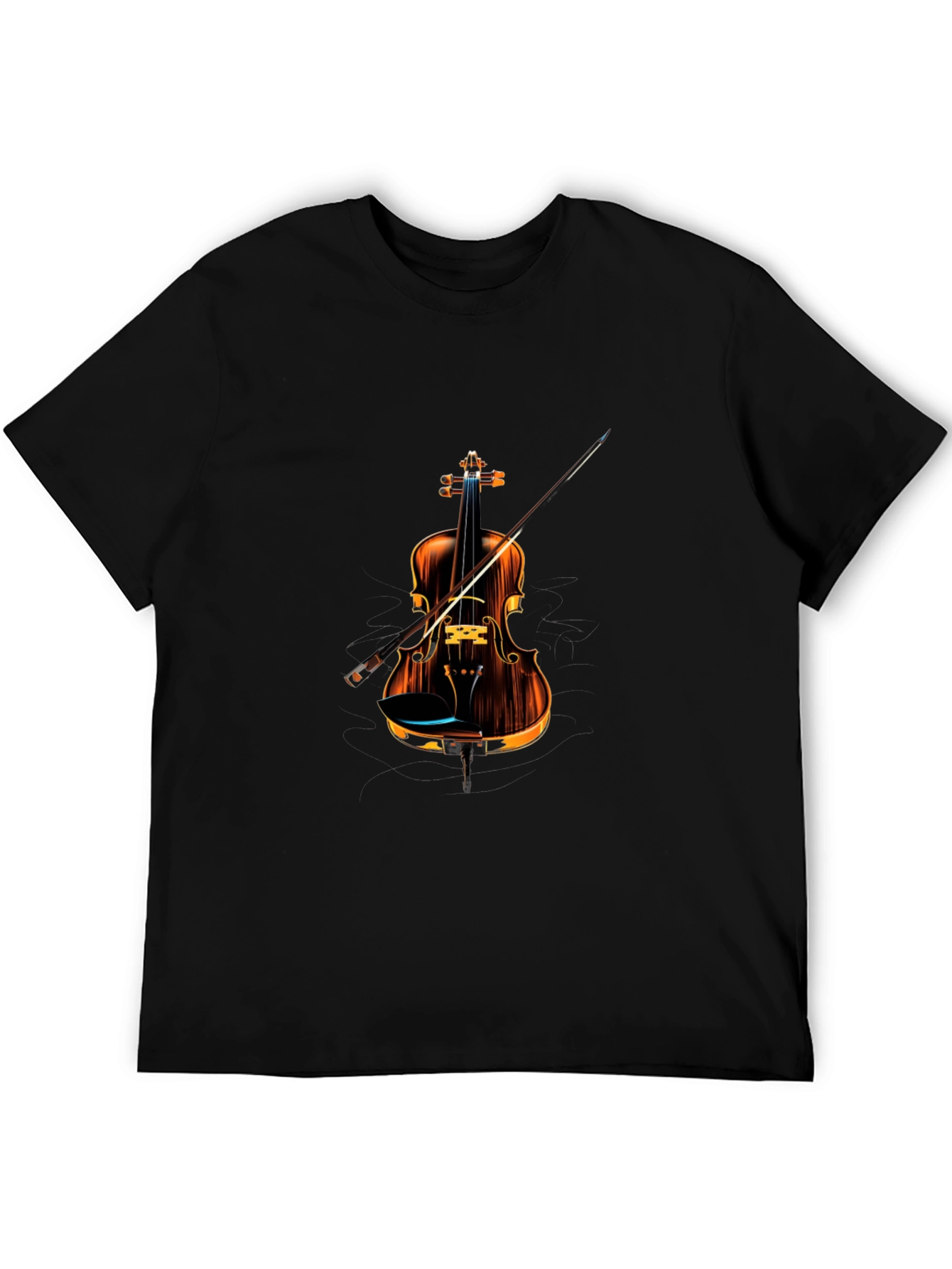 Black Stylish Violin Graphic Tee - Music Lover's T-Shirt view 5
