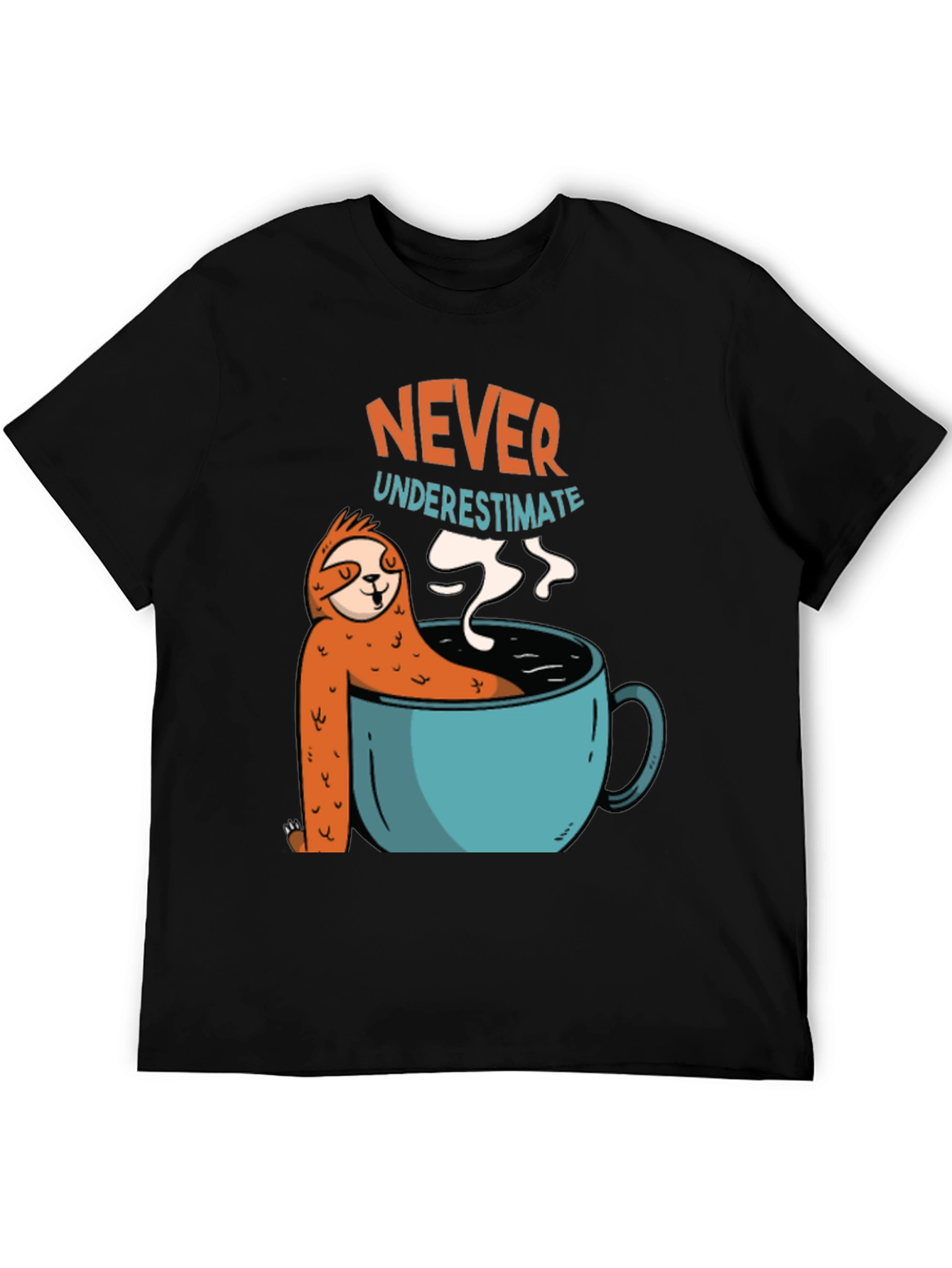 Black Never Underestimate Sloth Coffee T-Shirt view 5