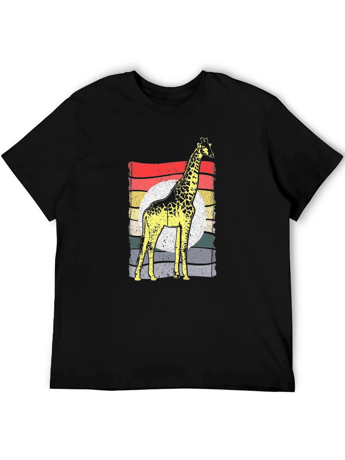 Black Retro Giraffe Graphic Tee - Unisex Cotton Shirt view 5