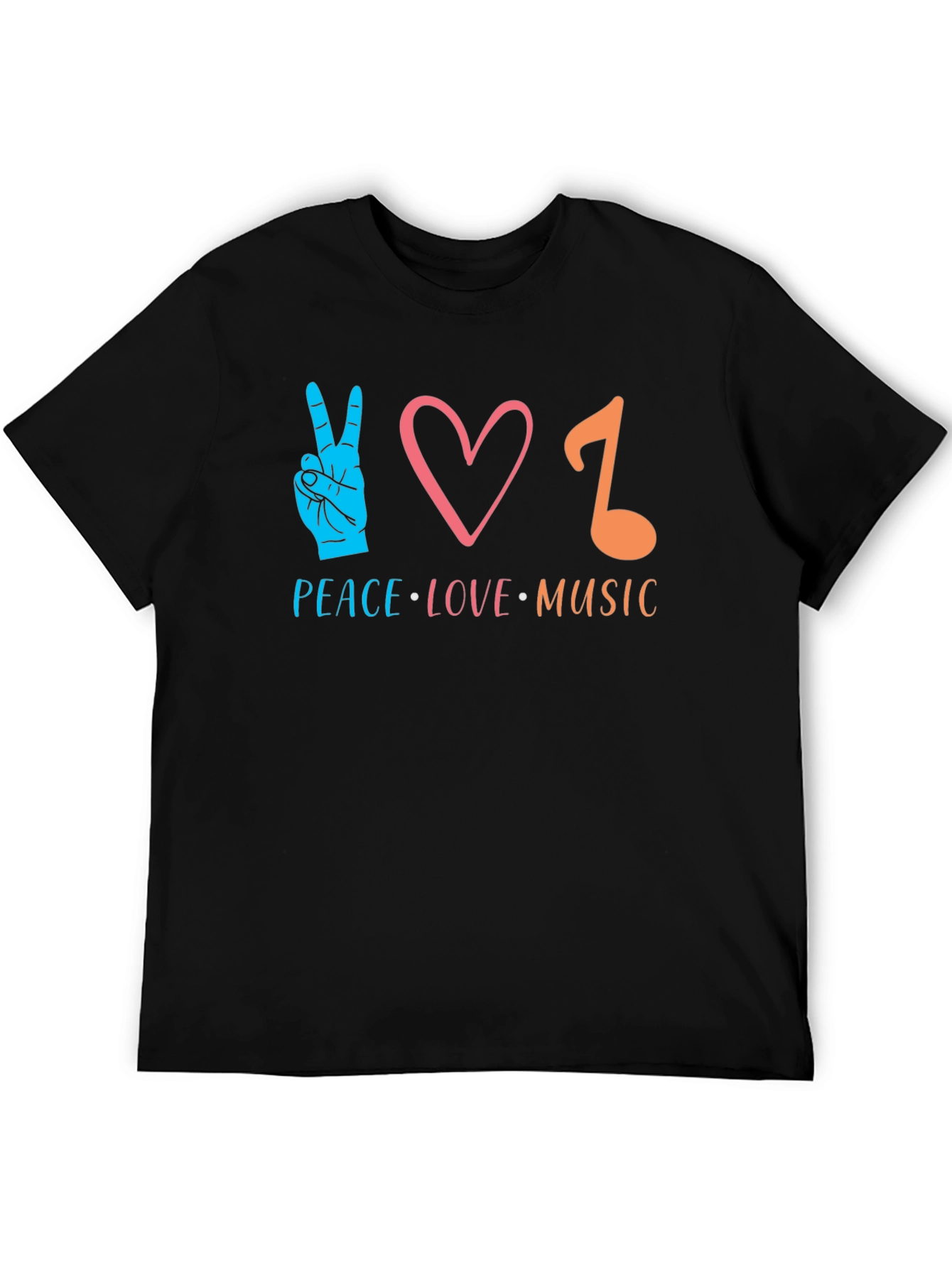 Black Peace Love Music Graphic T-Shirt view 5