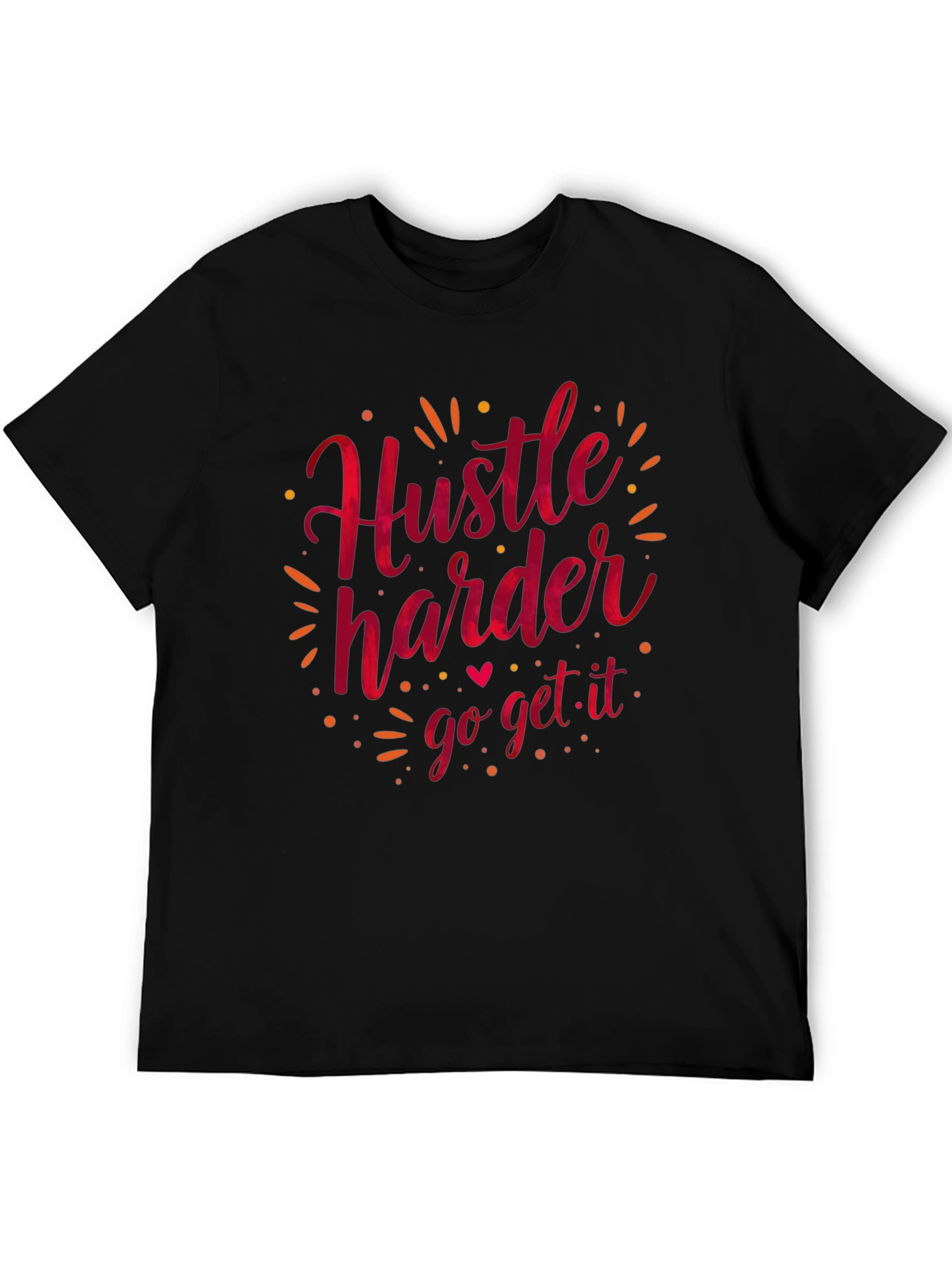 Black Hustle Harder Graphic Tee - Black Casual T-Shirt view 5