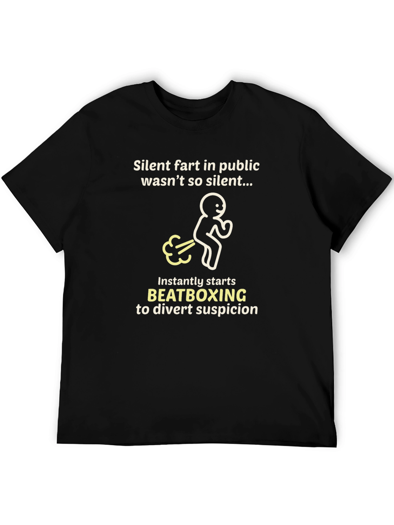 Black Funny Beatboxing Fart Graphic Tee - Black view 5