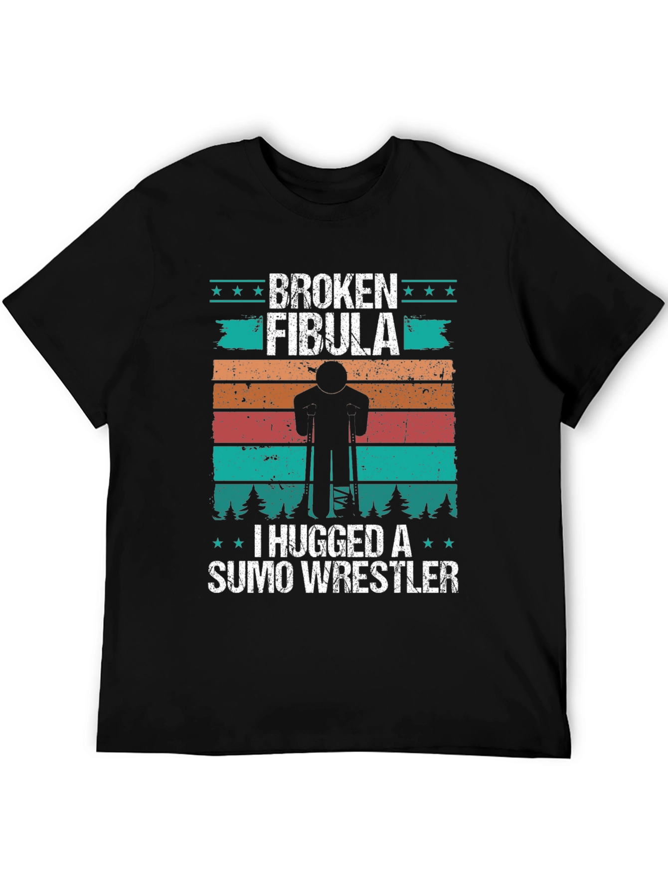 Black Broken Fibula Sumo Wrestler Graphic T-Shirt view 5