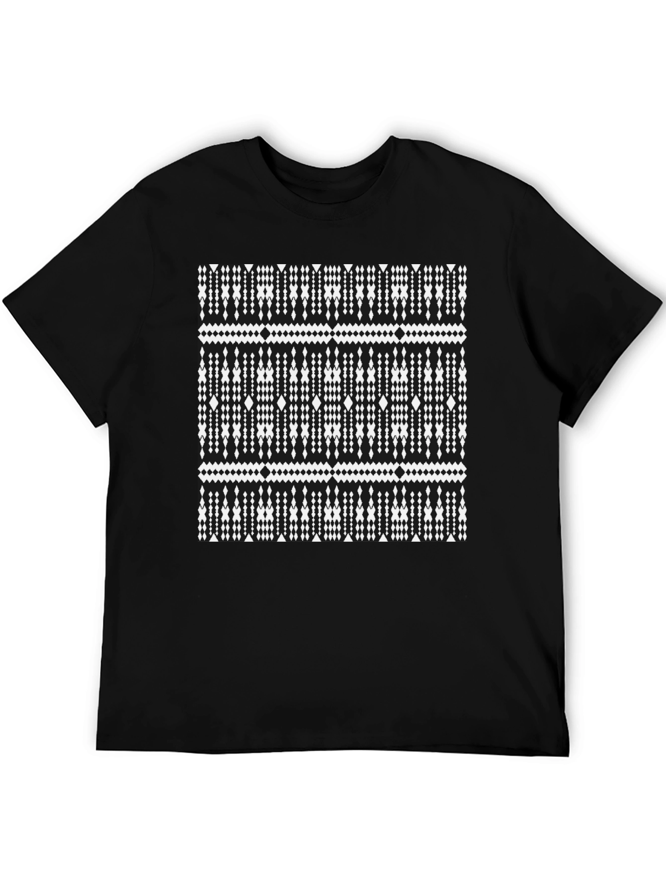 Black Geometric Print Black T-Shirt view 5