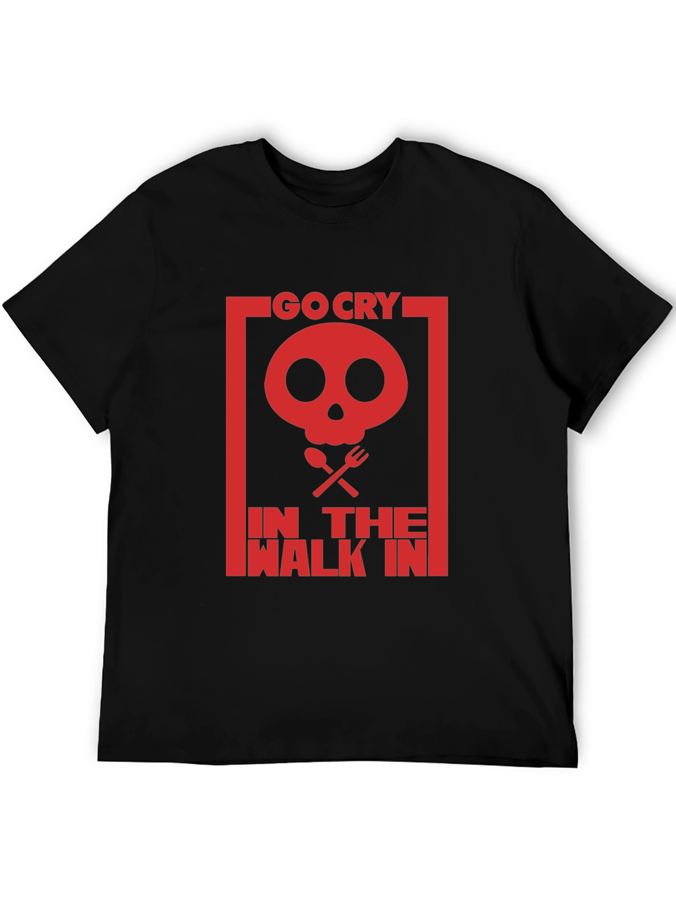Black Go Cry In The Walk In T-Shirt - Funny Skull Graphic Tee view 5