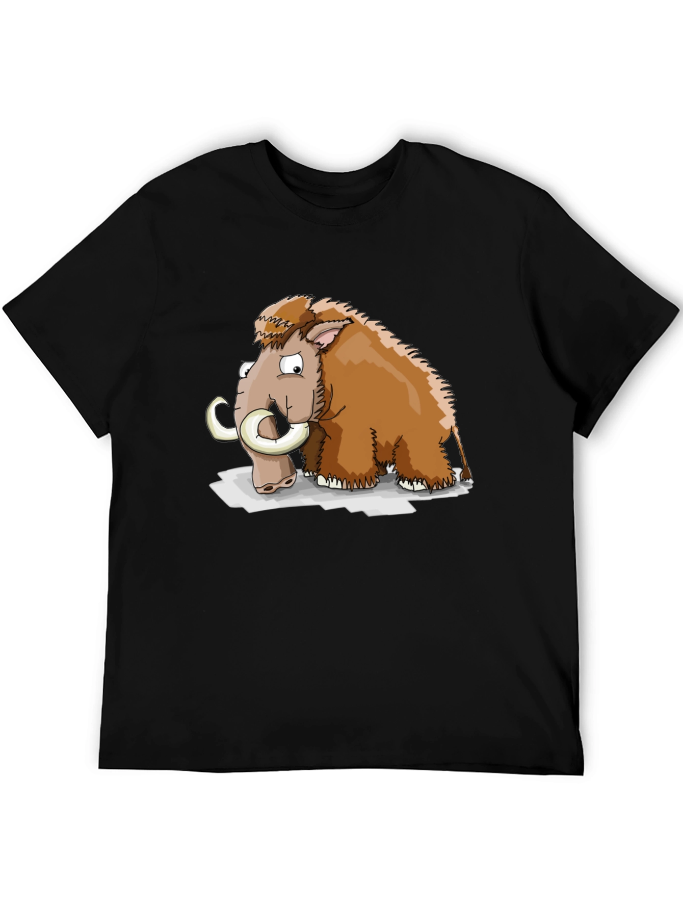 Cartoon Mammoth Graphic T-Shirt - Black - 5