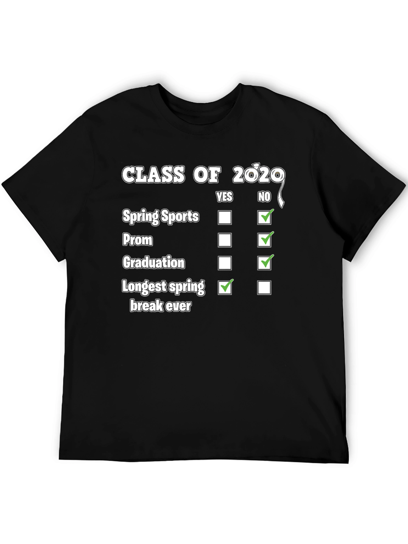 Black Class of 2020 Funny T-Shirt view 5