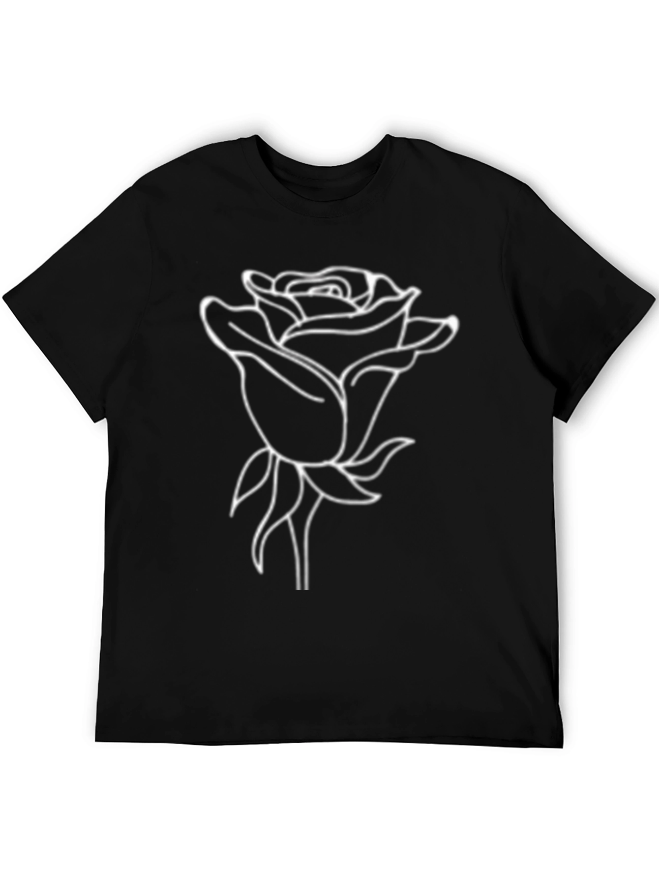 Black Rose Graphic Tee - Classic Black Cotton Shirt view 5