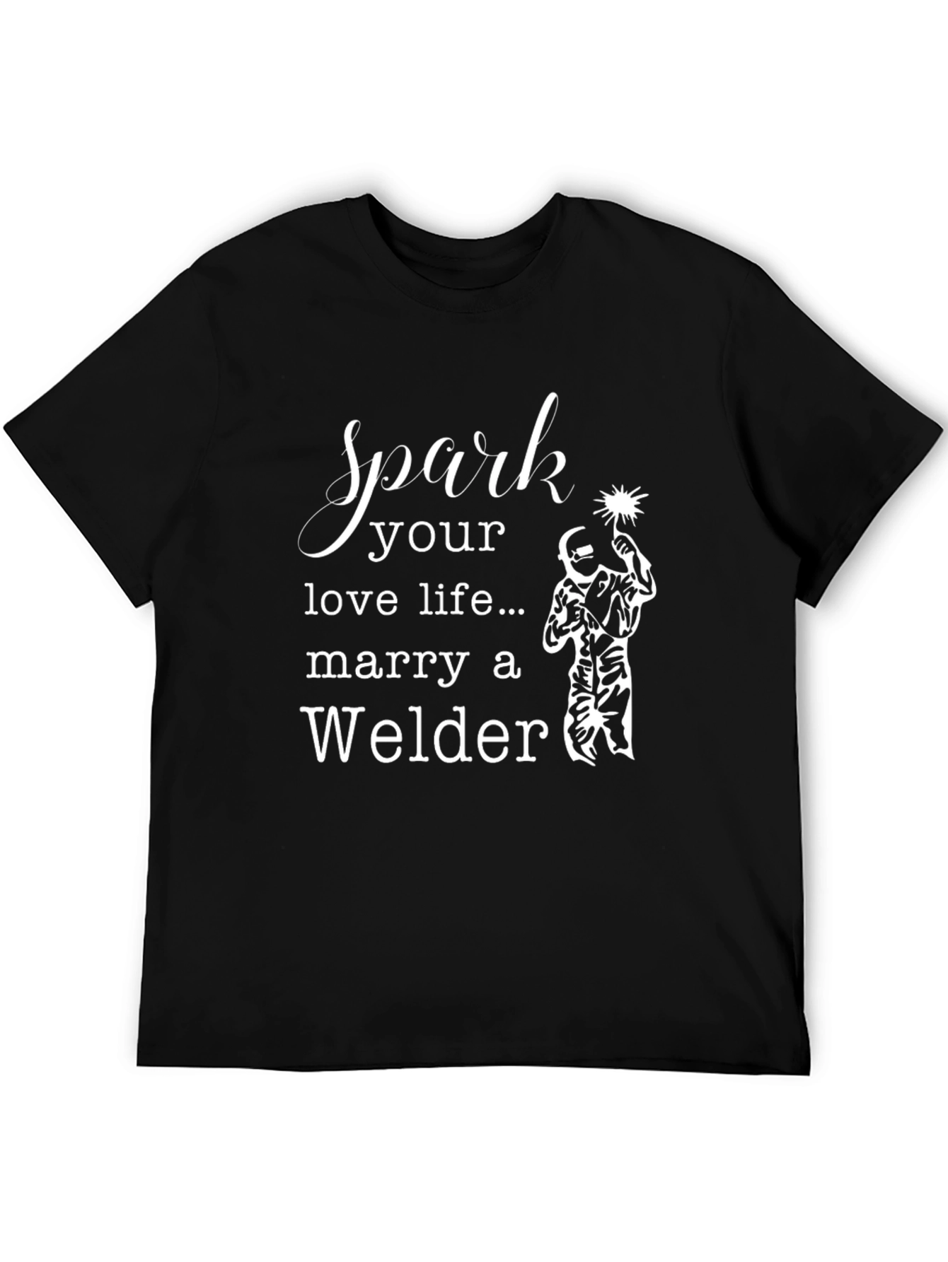Black Spark Your Love Life Welder T-Shirt view 5