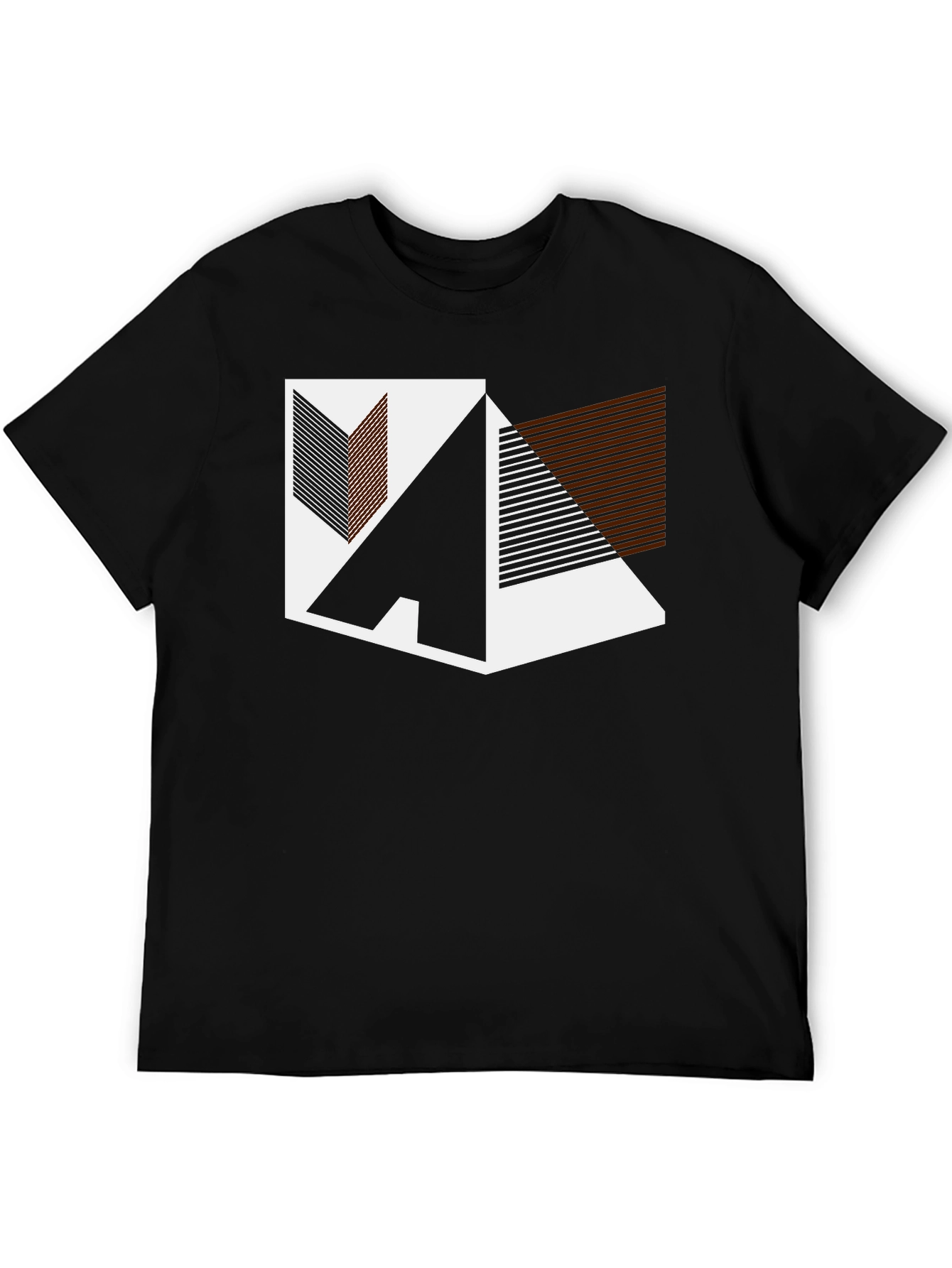 Black Geometric Graphic Print Black T-Shirt view 5